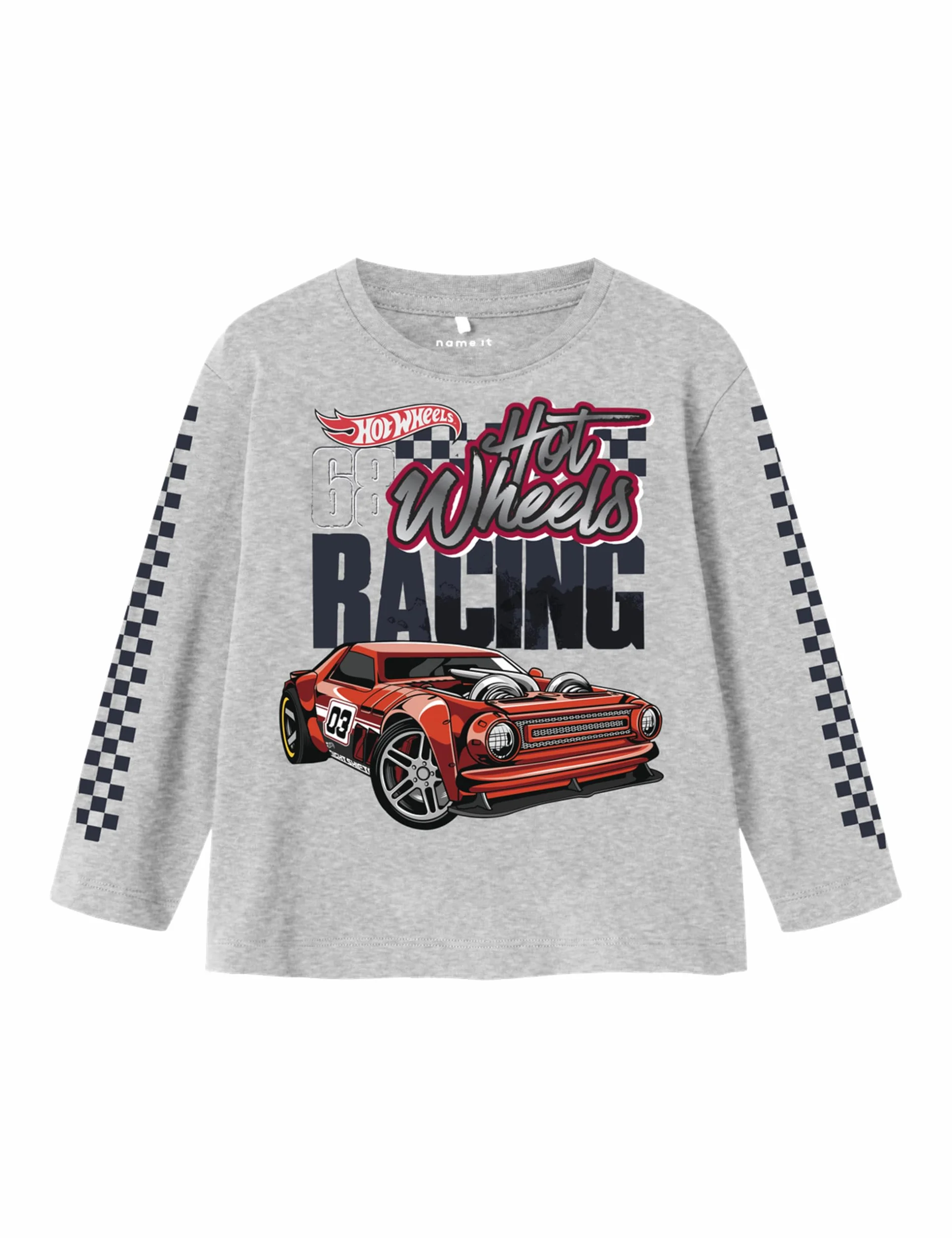 NAME IT Nmmjarl Hotwheels Nreg Ls Top Box Sky chłopięce, szary melanż, 104