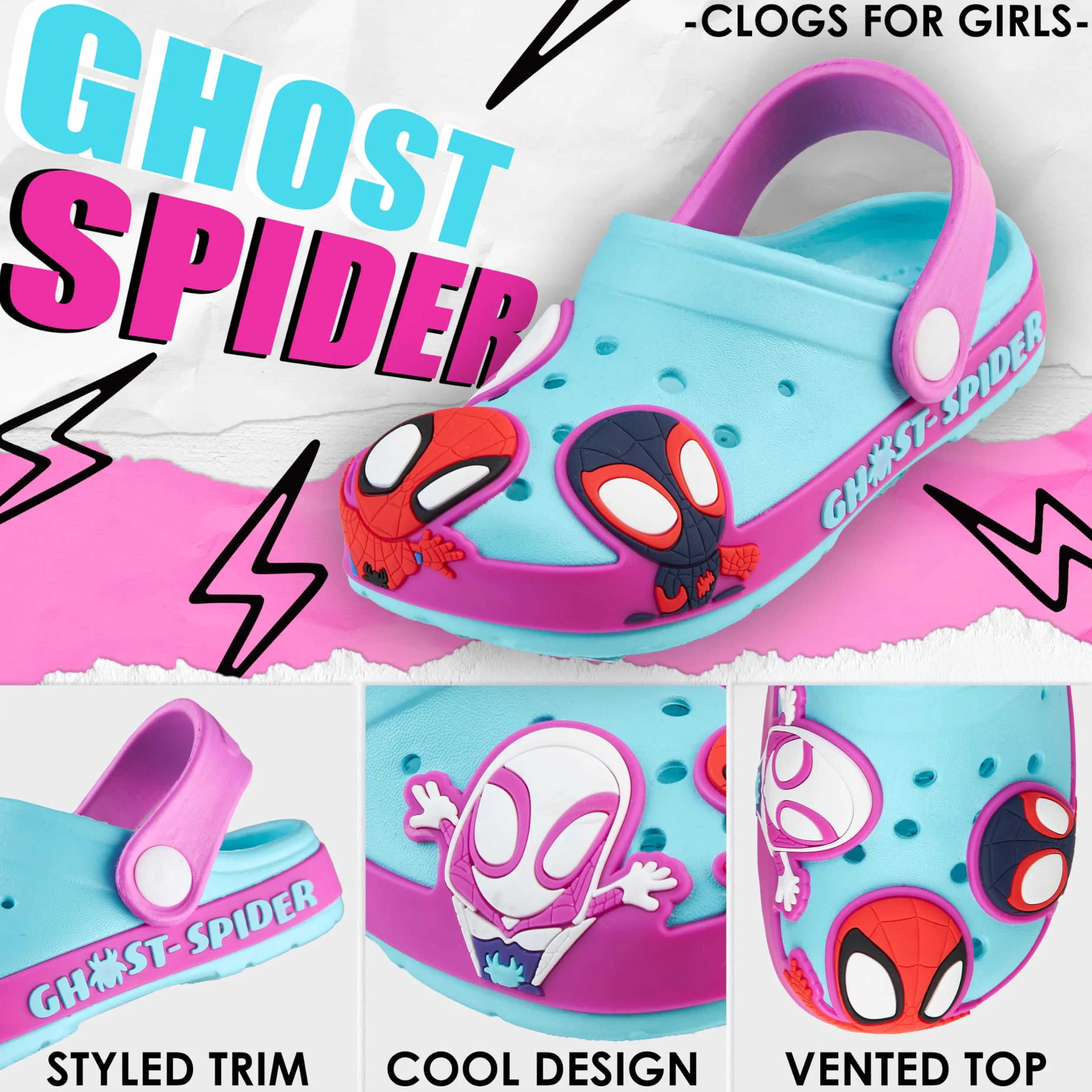 Get Trend Hello Kitty | Pat Patrol | Spidey i jej przyjaciele chodaki dziecięce, chodaki ogrodowe, antypoślizgowa podeszwa i pasek, kapcie dziecięce