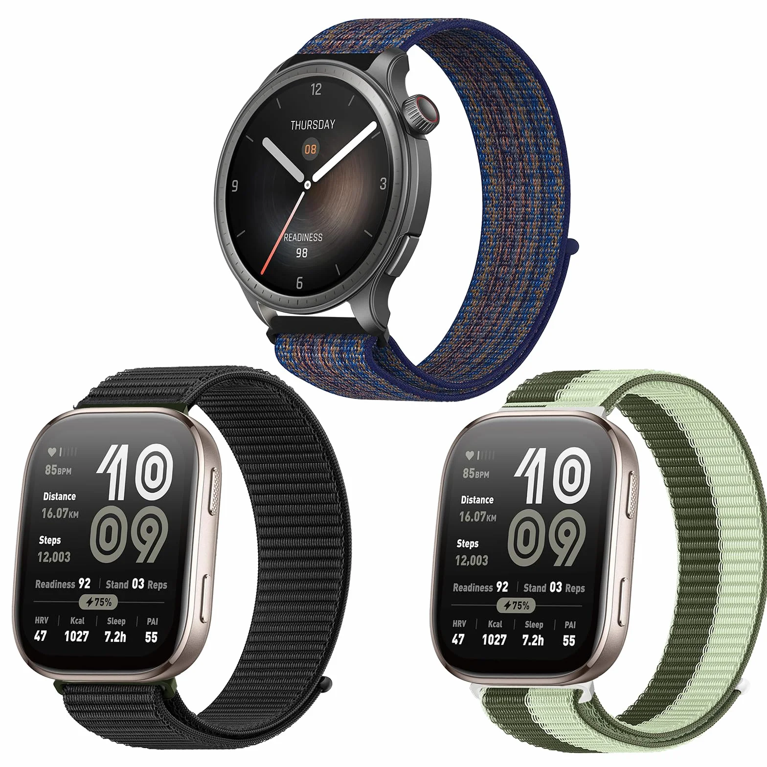 Nylonowy pasek do zegarka 22 mm do Amazfit Bip 6/Bip 5/Bip 5 Unity/Amazfit Balance/GTR 4/GTR4 Pro/GTR 3/GTR3 Pro/GTR 2/GTR 47 mm / Cheetah/Cheetah Pro, zapasowy pasek dla mężczyzn i kobiet