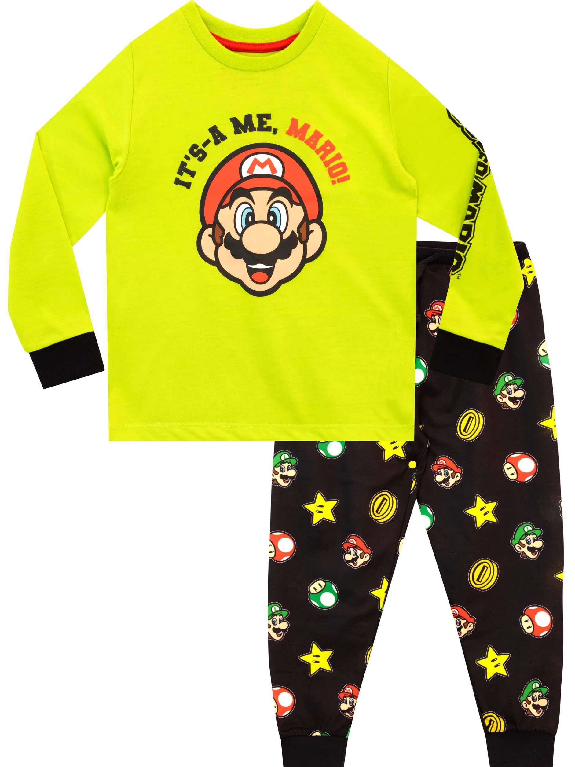 Piżama Super Mario | Piżama Chłopięca Mario I Luigi | Chłopięca Piżama Gamingowa Z Długim Rękawem | Oficjalne Towary Mario