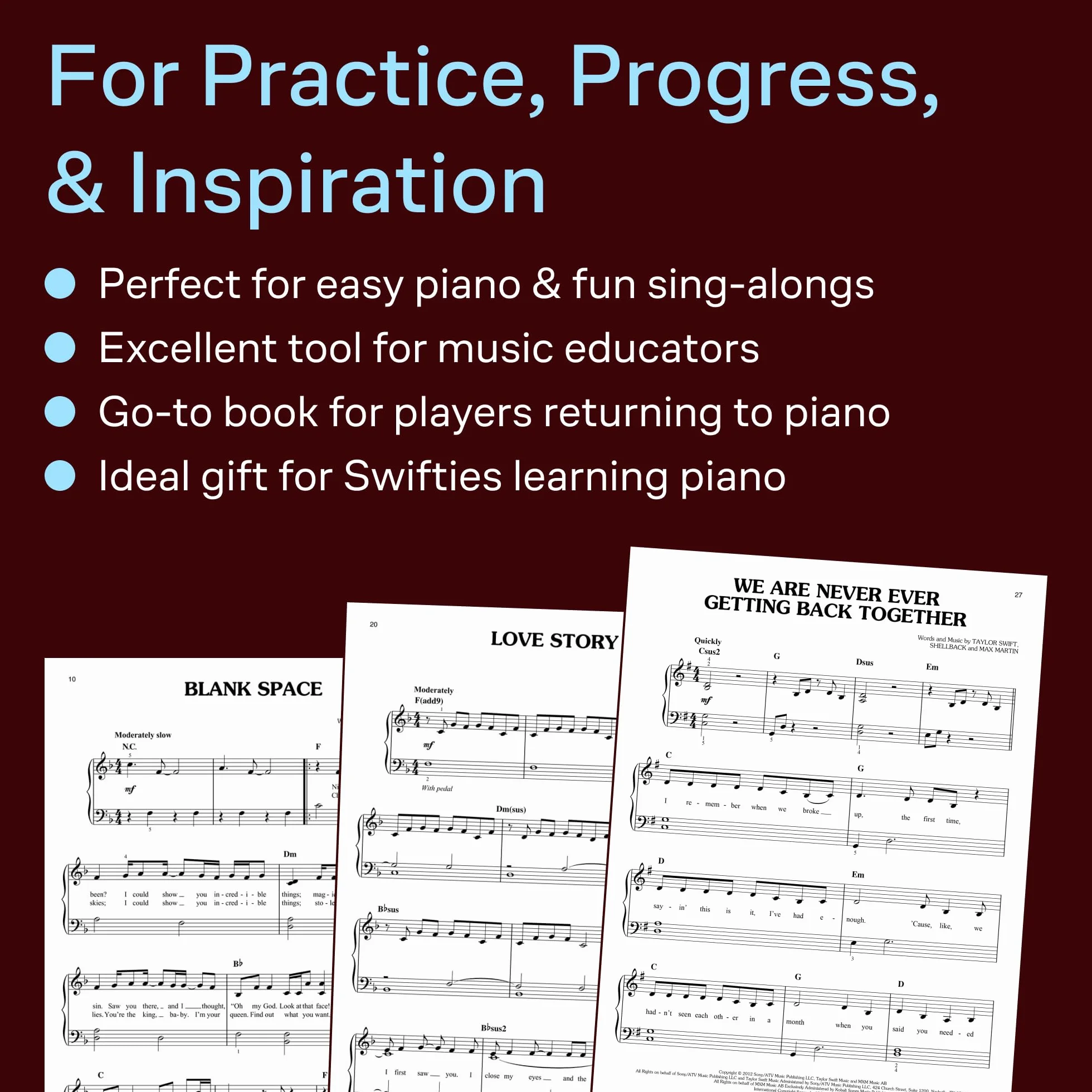 Taylor swift easy piano play-along - recueil + enregistrements en ligne: Easy Piano Play-Along Volume 19