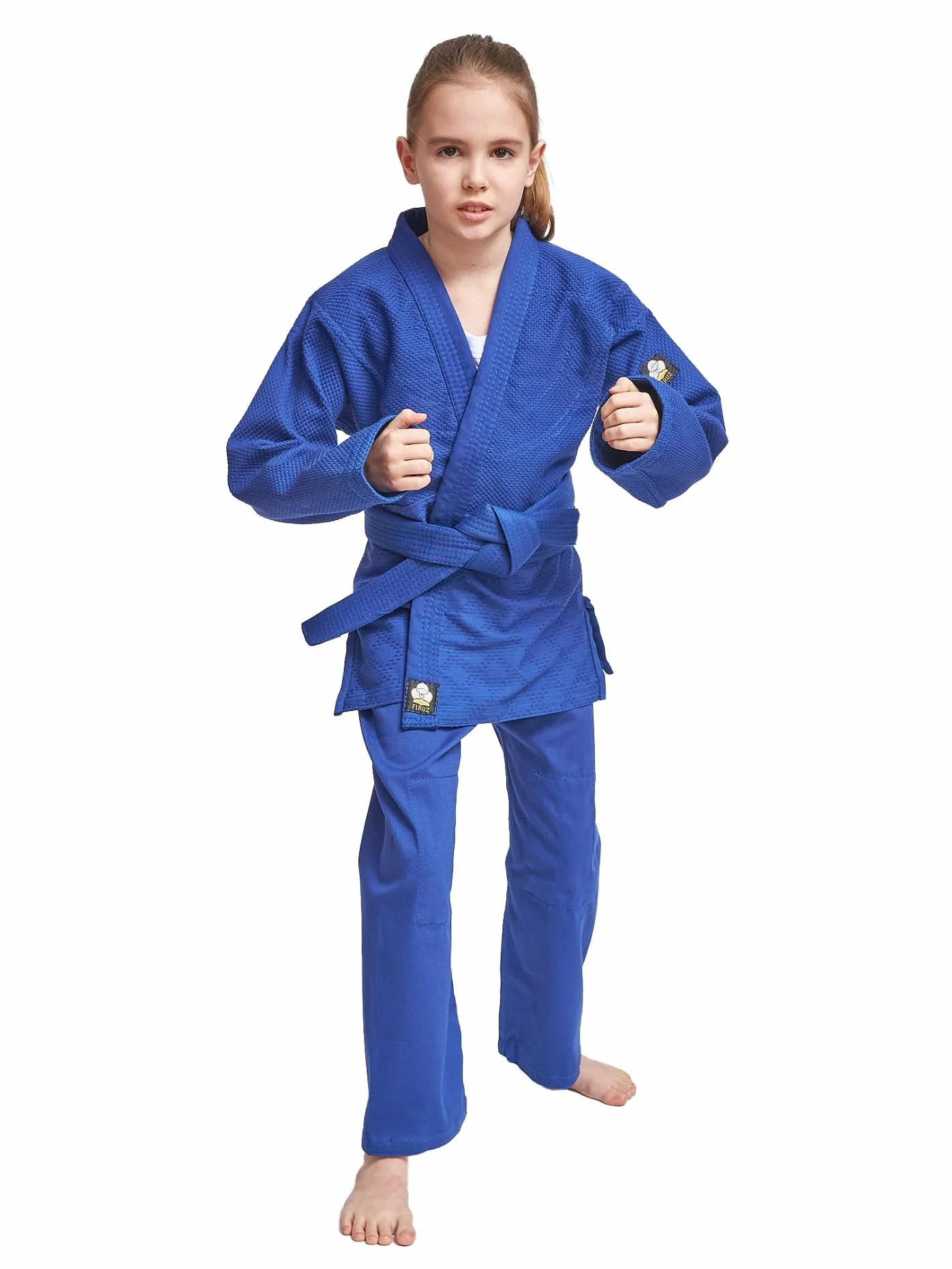 FIRUZ Kimono Standart, Judo-Gi Niebieski, 125 cm, splot podwójny 350 g/m²