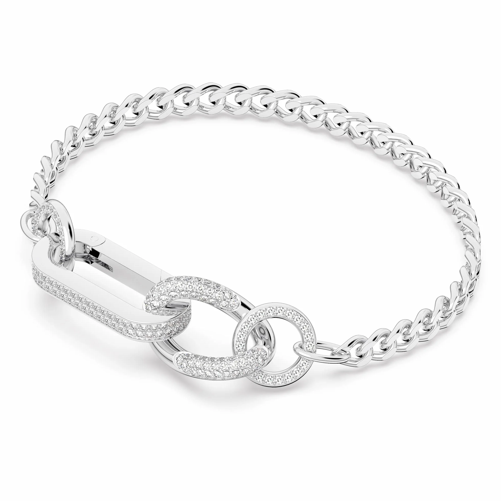 Swarovski Dextera Kolekcja bransoletka, pavé, mieszane ogniwa, biały, pokryty rodem