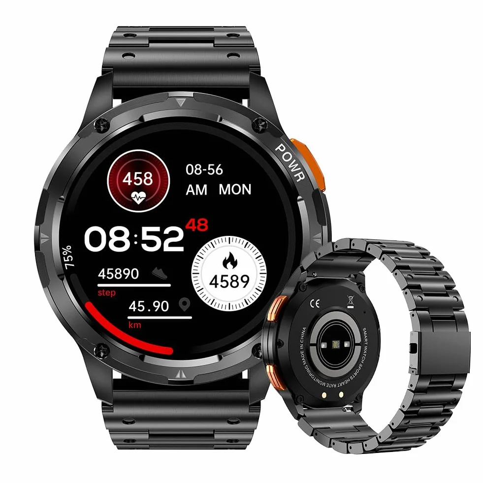 AXFEE Smartwatch męski, 1,43" HD Outdoor zegarek sportowy, 70+ trybów sportowych, pulsometr/monitor snu / krokomierz, wodoszczelność IP68, połączenia Bluetooth, męski zegarek sportowy z taśmą, zegarek