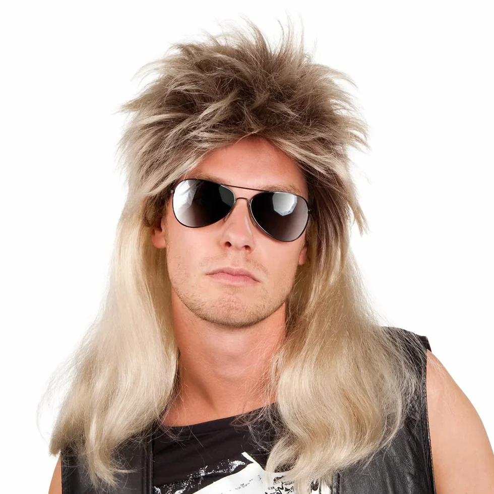 Boland 86060 - Peruka Ryan, mullet, 80s, sztuczne włosy, fryzura na imprezę w złym guście, dodatek na imprezę tematyczną lub karnawał