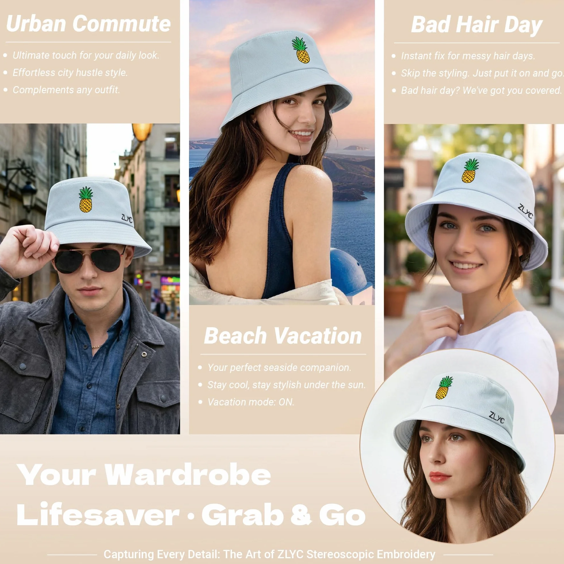 ZLYC Unisex moda haftowane czapki wędkarskie letnia czapka outdoorowa dla nastolatków
