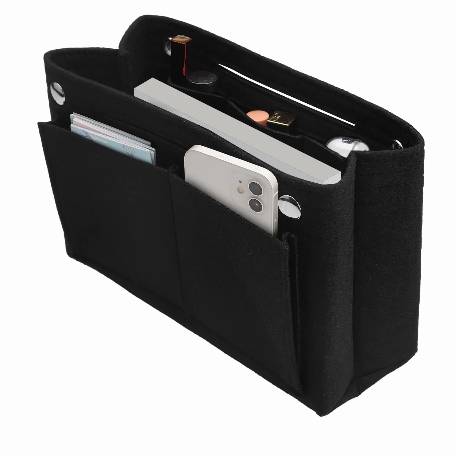 APOMOONS Filcowy organizer do torebki, 24 x 15 x 8 cm, torba wewnętrzna z wieloma przegródkami