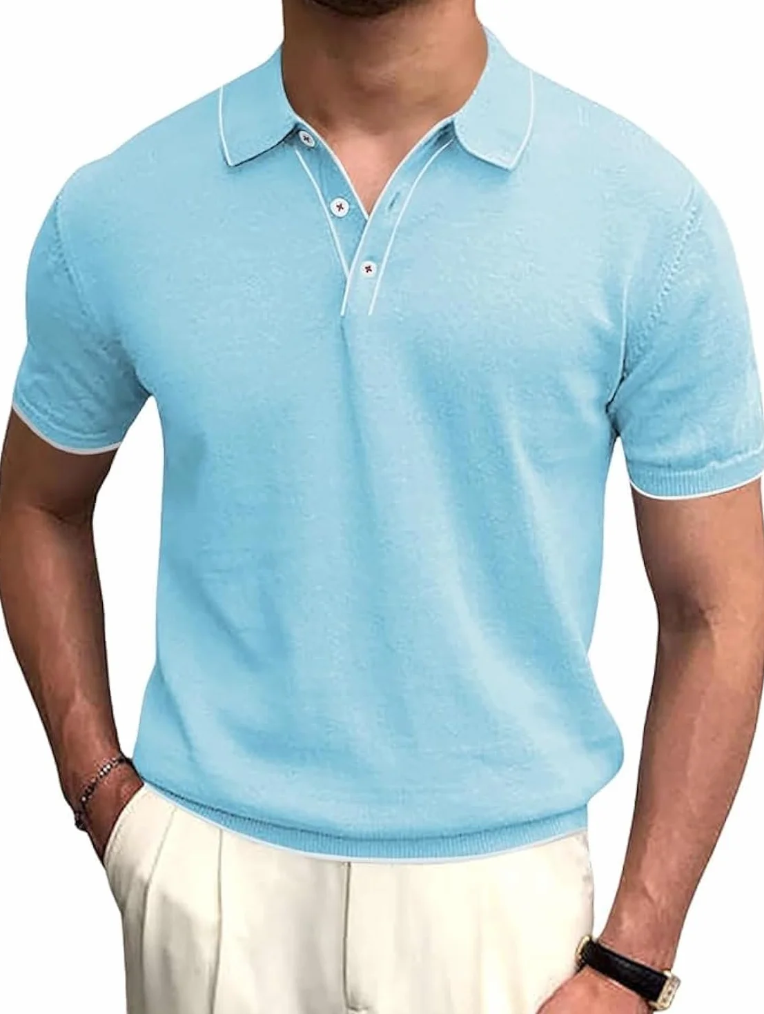 Runcati Męska koszulka polo z krótkim rękawem, do golfa, tenisa, koszulka polo, oddychająca, funkcjonalna koszulka sportowa, basic, na czas wolny, na lato