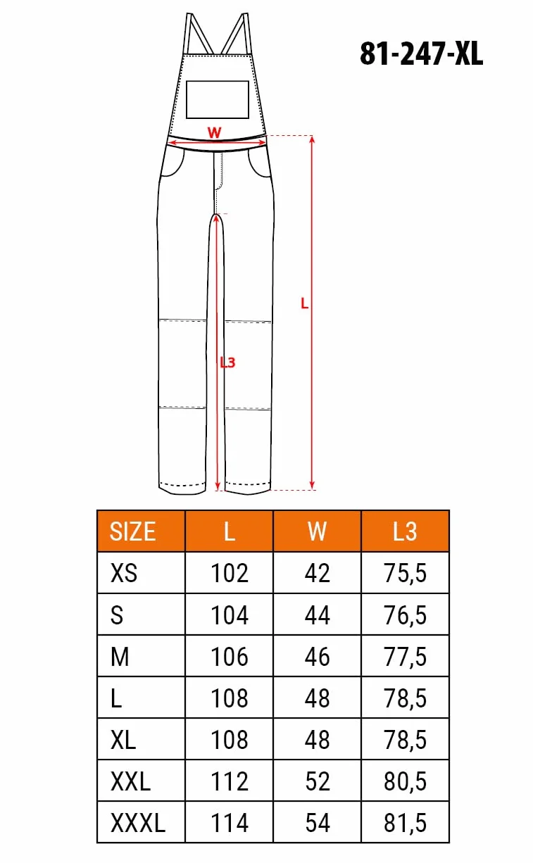 NEO TOOLS Męskie spodnie robocze klasy premium, 100% bawełna 210 g/m2, Ripstop, rozmiar XS-3XL, obszar kolan wzmocniony Cordura, elastyczny gumowy ściągacz i szelki, elementy odblaskowe