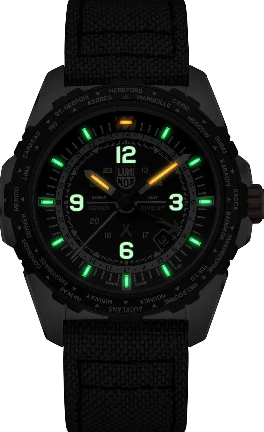 Luminox Męski analogowy szwajcarski mechanizm kwarcowy zegarek z bransoletką Cordura XB.3761, czarny, Nowoczesny