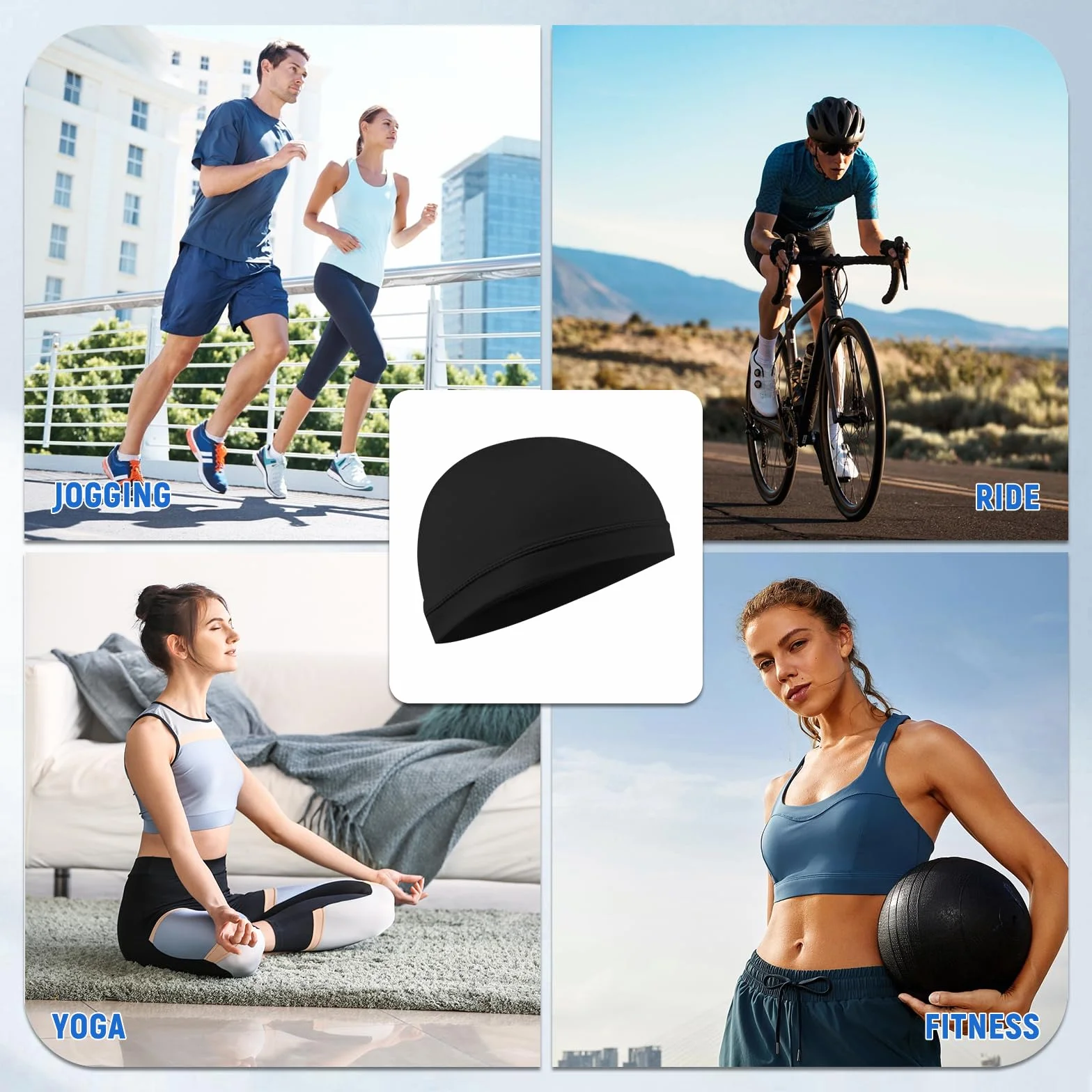 4 szt. Letnie czapki rowerowe, oddychająca letnia czapka pod kask, sucha czapka pod kask, czapka sportowa dla mężczyzn, kobiet, do biegania motocykla roweru sportowego