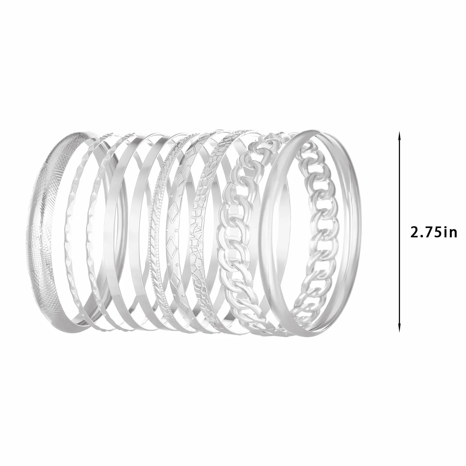 AYNKH 10 szt. bransoletek dla kobiet, minimalistyczna bransoletka w stylu boho, vintage regulowane bransoletki do układania w stos, etniczne błyszczące teksturowane indyjskie bransoletki dla kobiet na