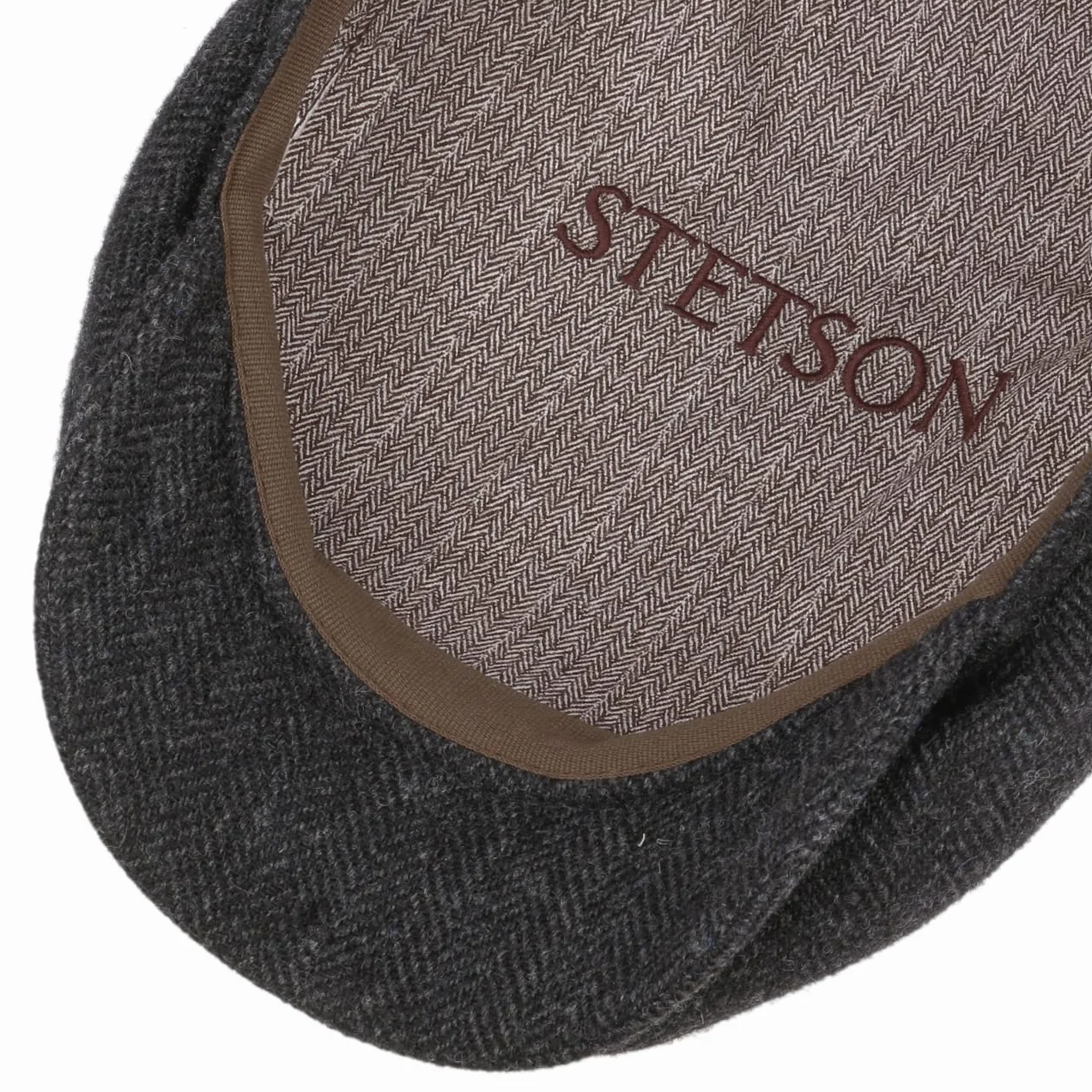 Stetson Belfast płaska czapka z daszkiem, męska czapka z daszkiem z wełną, czapka męska Herringbone z podszewką (bawełna), czapka wełniana na jesień/zimę, płaska czapka