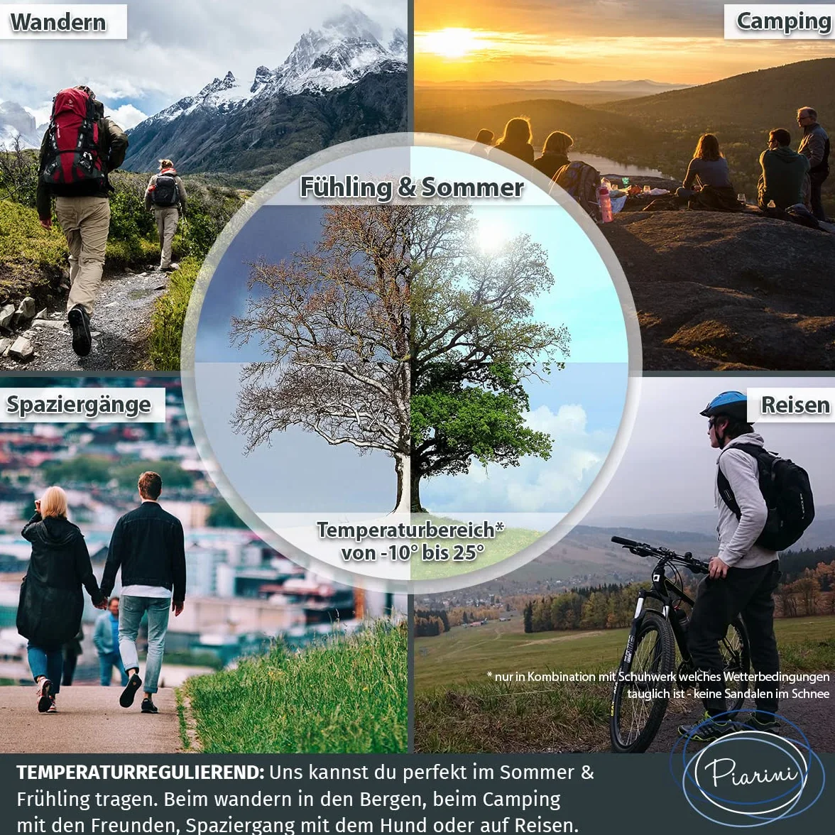 Piarini Coolmax 2 pary skarpet trekkingowych na lato, krótkie, oddychające, zapobiegające powstawaniu pęcherzy i posltert, skarpety trekkingowe na zewnątrz, dla kobiet i mężczyzn, rozm. 35-38 do 47-50