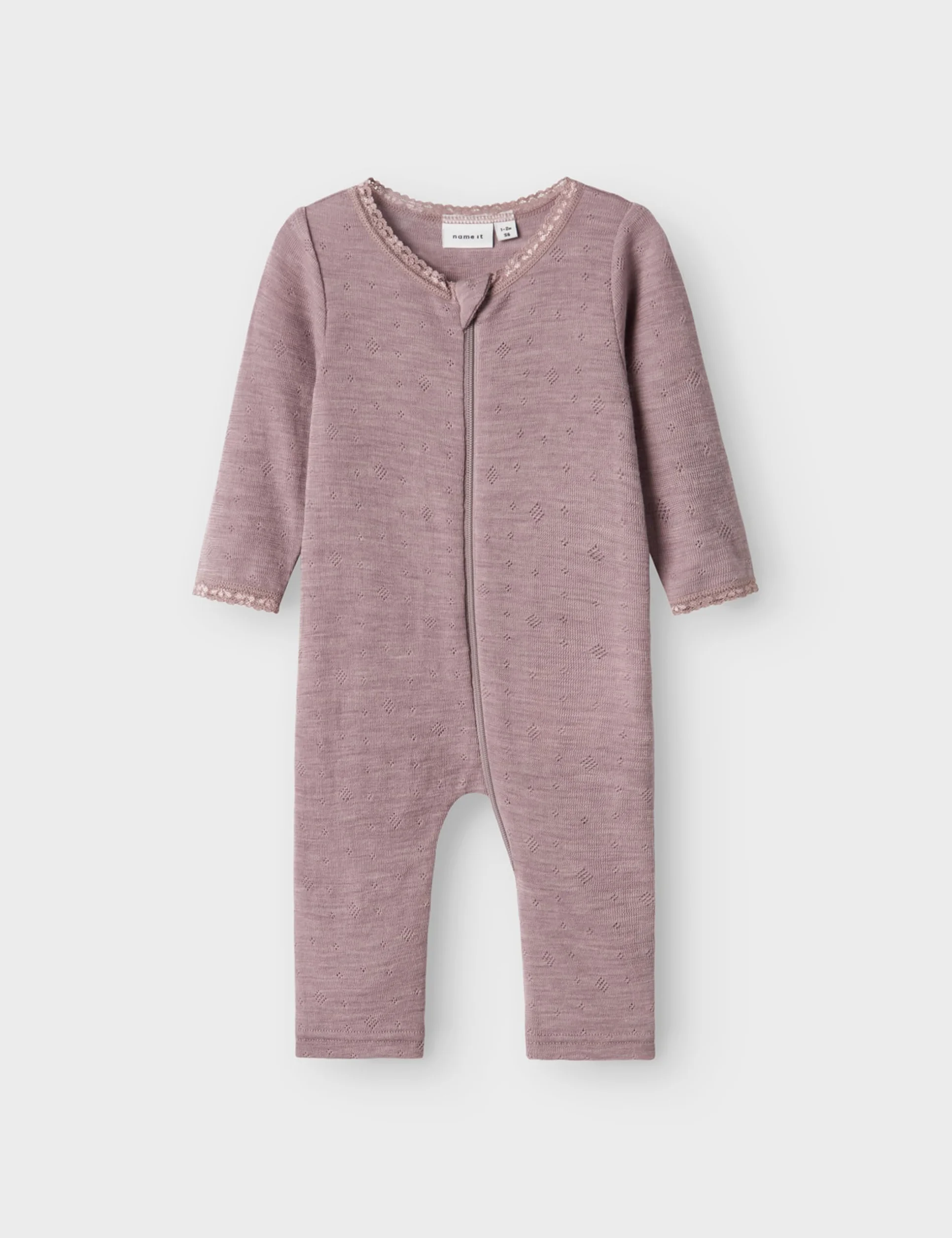 NAME IT Śpiochy Niemowlęta - dziewczynki Nbfwang Wool Needle Nightsuit Solid Noos