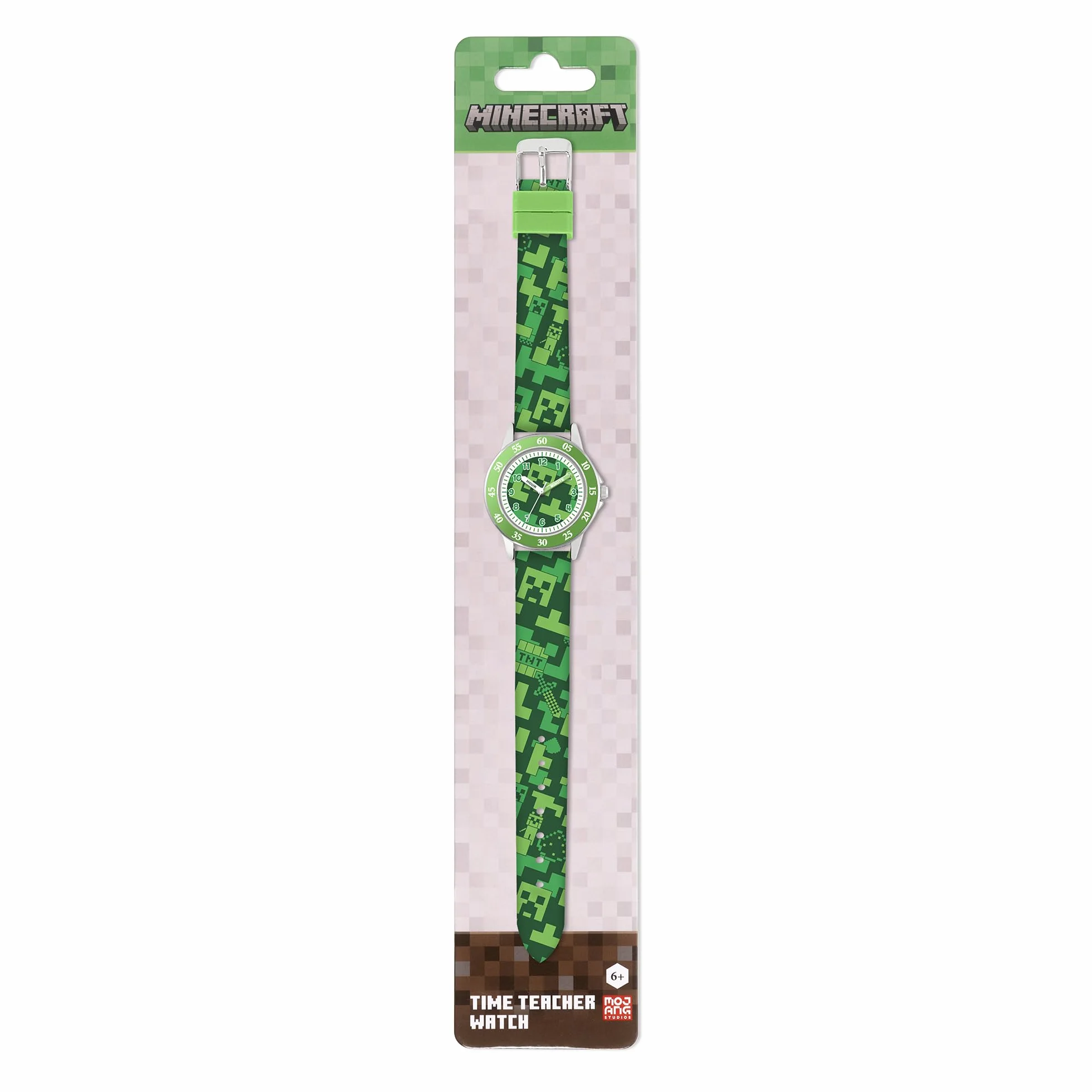 Minecraft Creeper MIN9033 nowoczesny zegarek kwarcowy z paskiem z nadrukiem, zielony, zielony