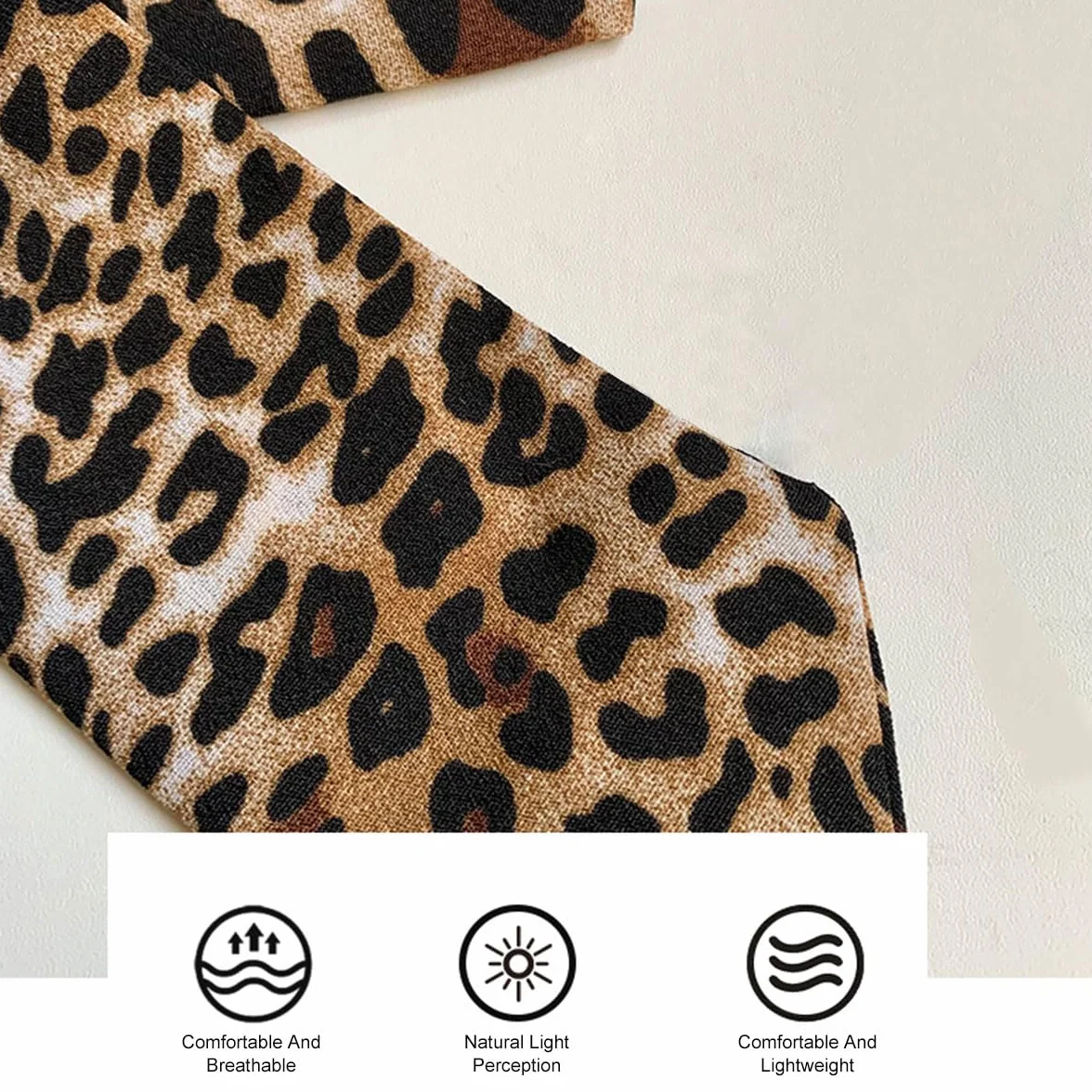 Cerioll Damski szalik skinny scarf, modna opaska na czoło, chusta na szyję, damski szal z lampartem, wąski jedwabny szalik, satynowa wstążka, jedwabna chusta krawat, ozdoba głowy, szal do włosów