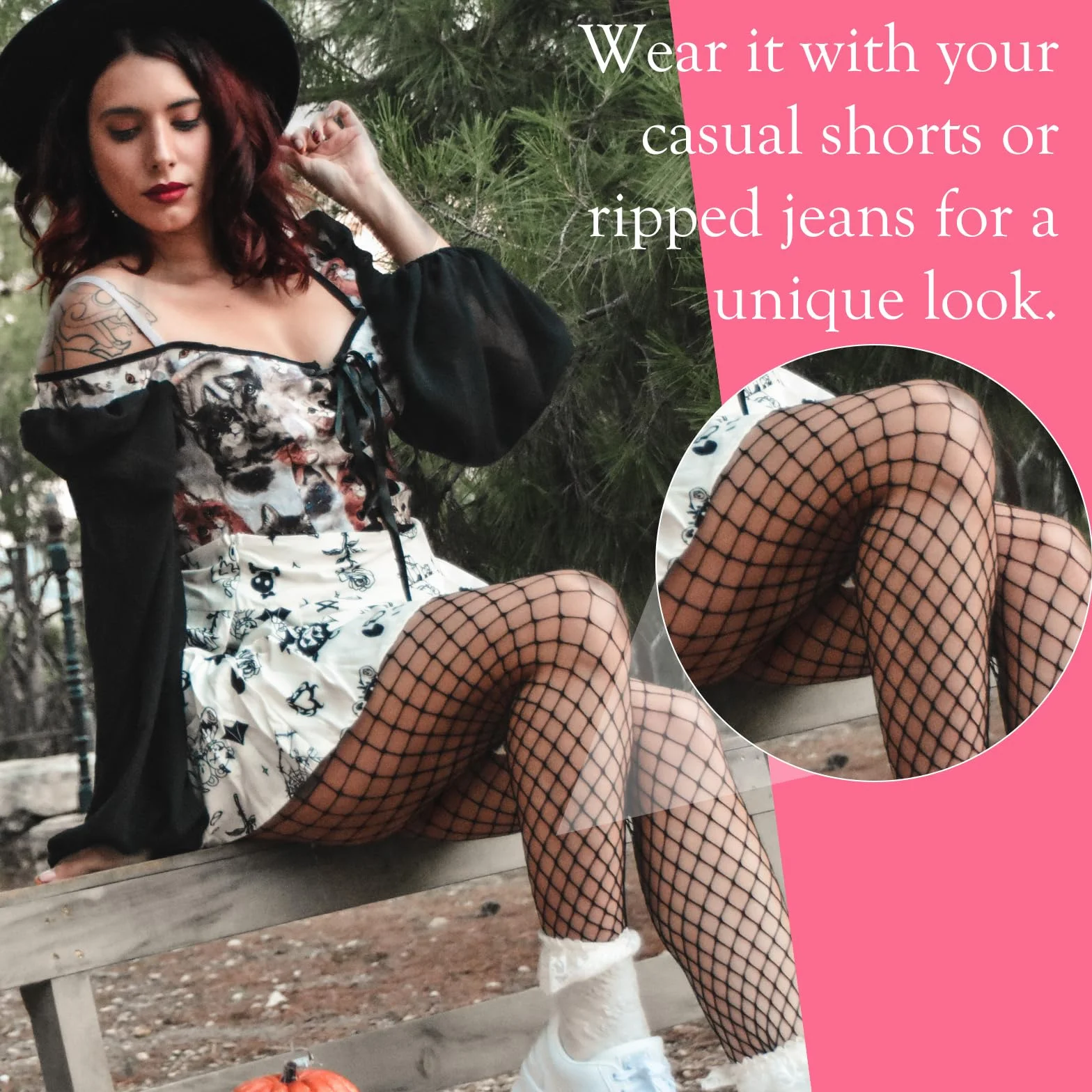 Abeillo 4 pary plus size pończochy kabaretki, rozciągliwe rajstopy z wysokim stanem, czarne legginsy, 4 style, L