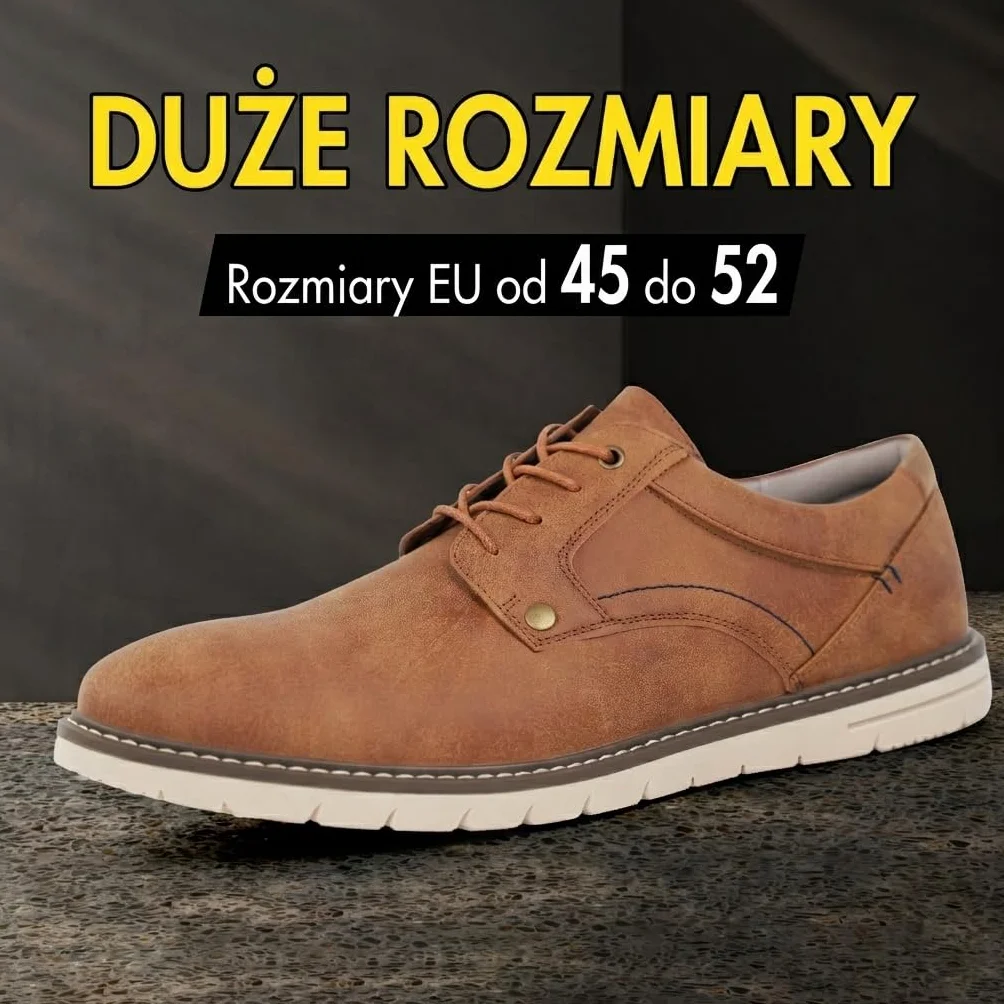 Hawkwell Eleganckie Sneakersy Męskie Typu Oxford – Wygodne Półbuty Biznesowe Casual, Duże Rozmiary (45-52)