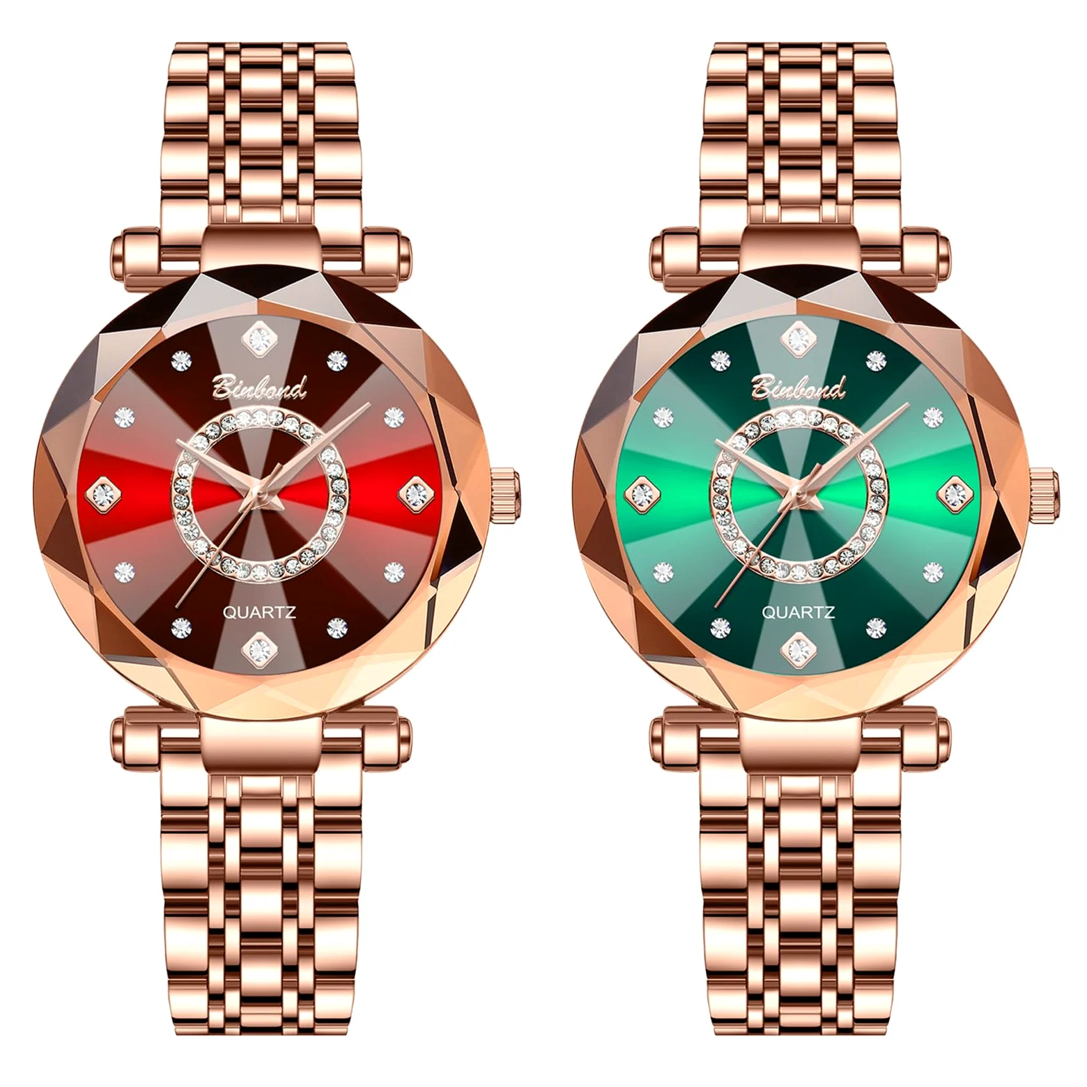 JewelryWe Zegarek damski mały zegarek ze stali nierdzewnej 30 m wodoszczelny analogowy zegarek kwarcowy damski wąska bransoletka ze stali nierdzewnej luksusowy ultracienki zegarek z fasetowanym szkłem