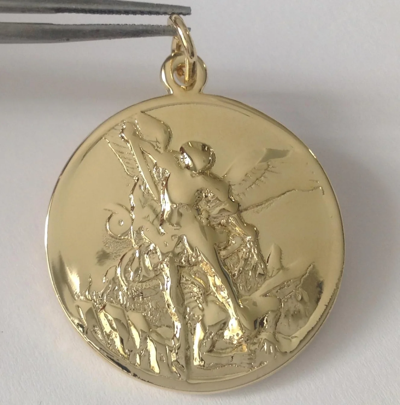 I G J Medalik św. Anioła Michaela – pozłacany (gwarantowany) – duży rozmiar – 32 mm