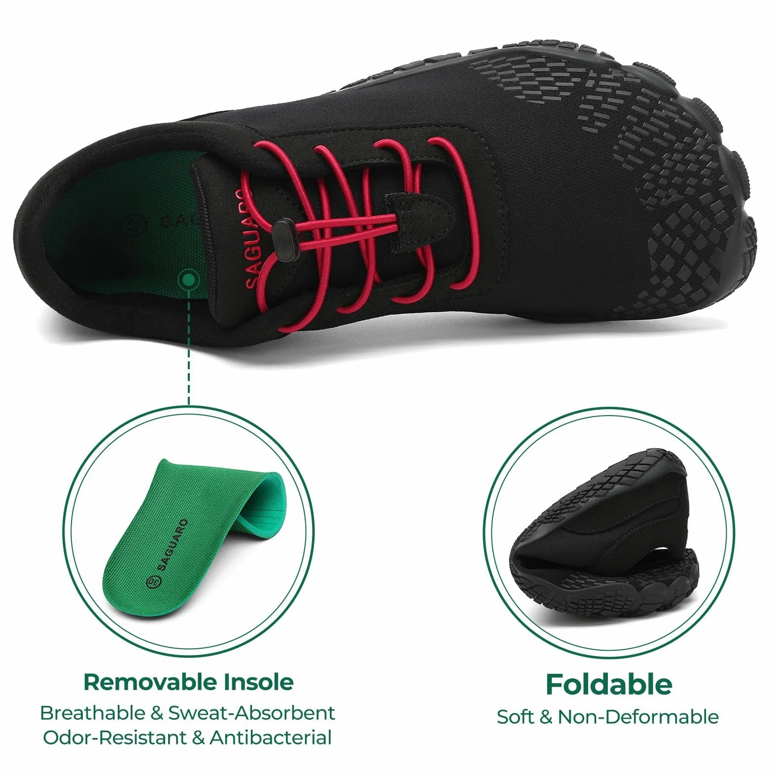 SAGUARO Mężczyźni Kobiety Antypoślizgowe Fivefingers Minimalistyczne Buty Barefoot, Gr 36-48 EU