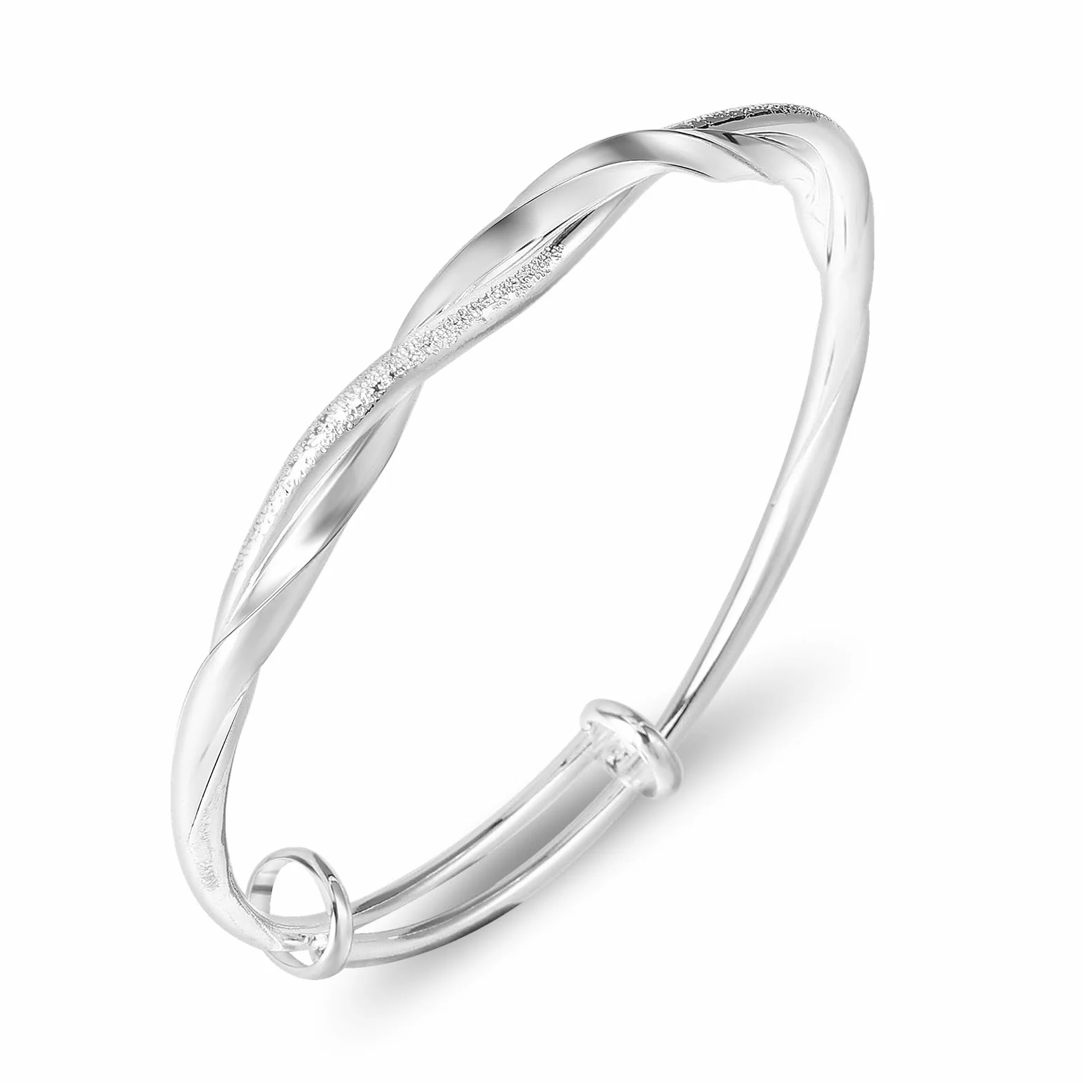 ASTER Bransoletka damska ze srebra wysokiej próby 925 dla dziewcząt, regulowana, otwarta bransoletka typu twist, srebrna bransoletka z charmsami, na urodziny, rocznicę, biżuteria, prezent