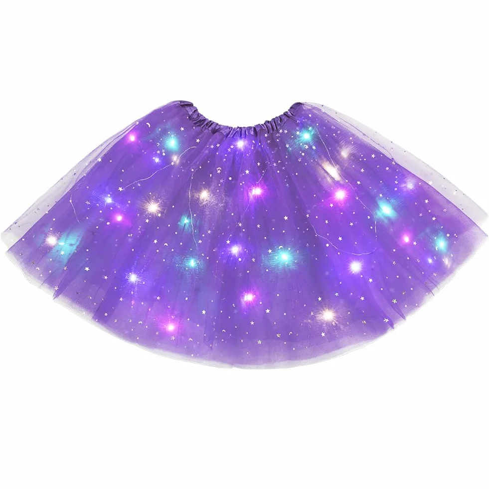 Spódnica z tiulu LED, 3-warstwowe tiulowe spódnice do tańca, świecąca spódnica LED, spódnica tutu na karnawał, Boże Narodzenie, Halloween, ślub