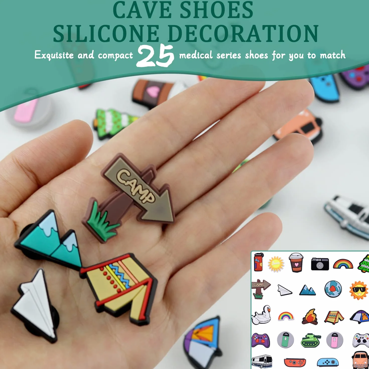 wisiorki do butów kreskówka PVC buty uroki odkryty Camping Mountain Charms dla butów Bracelet Nadgarstek, universale, PVC, FLASE