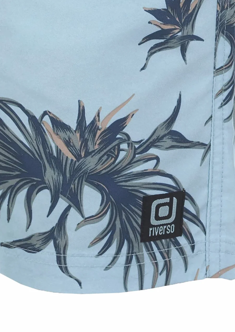 riverso Męskie spodenki kąpielowe RIVKai krótkie spodenki na lato, szorty sportowe, z nadrukiem, 100% poliester, czarne, niebieskie, zielone, oliwkowe, S M L XL XXL, 3XL 4XL 5XL