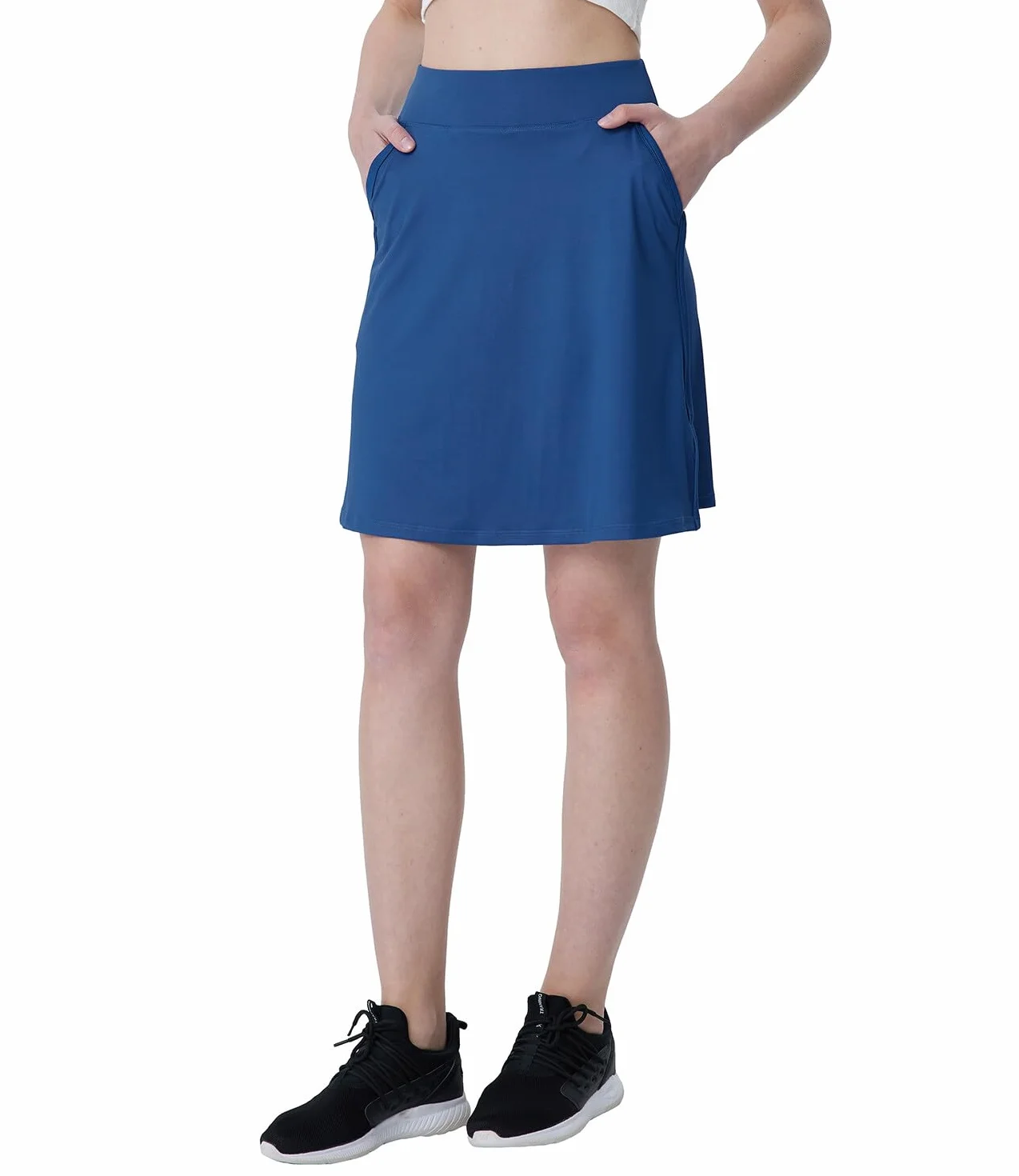 Skort damska spódnica do kolan, aktywna spódnica turystyczna ze spodniami wewnętrznymi, spódnica tenisowa z kieszeniami, letnia spódnica sportowa, rozcięcie po bokach, spódnica Skort,