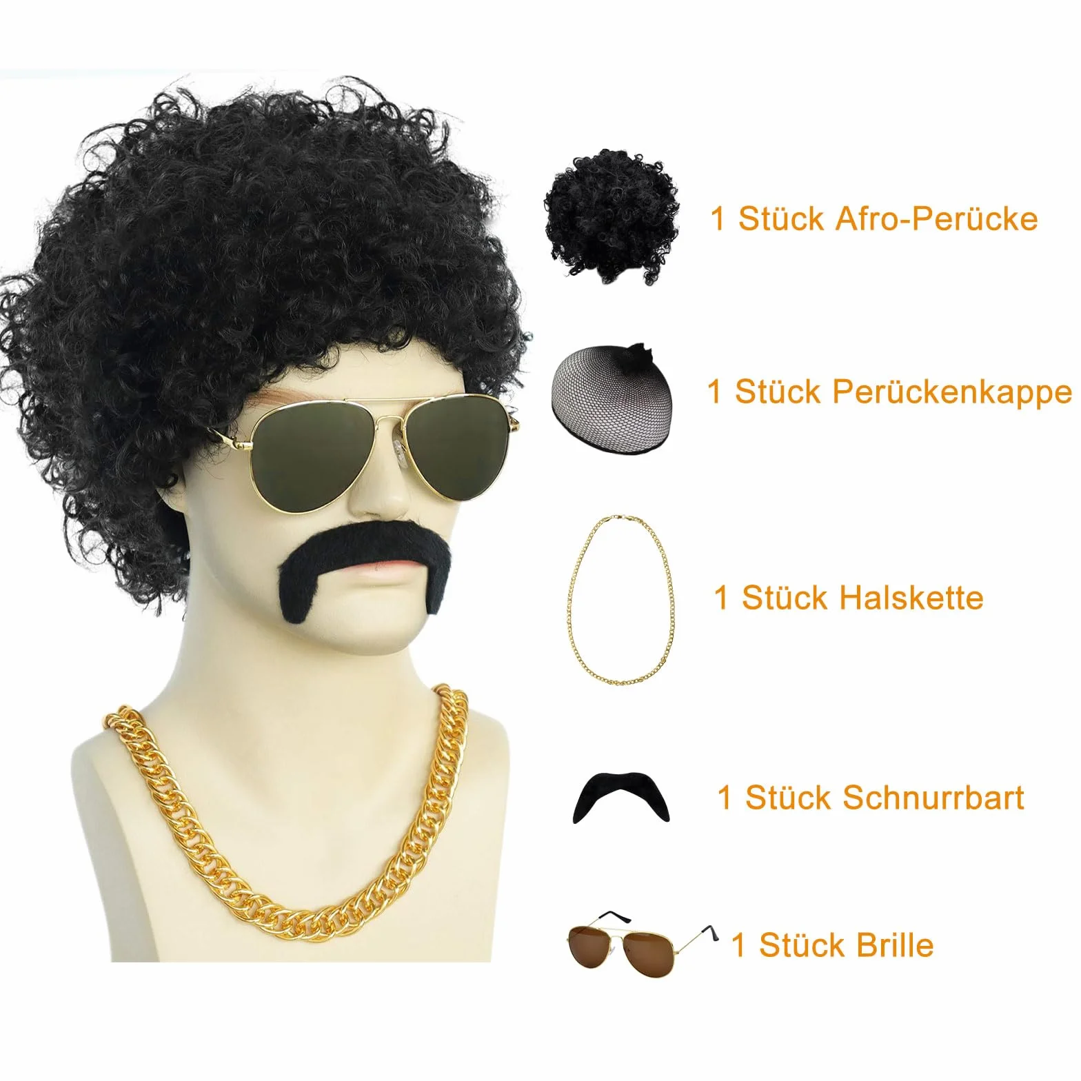 HENGBIRD Peruka afro czarna dla mężczyzn i kobiet, w stylu lat 70., 80., kostium dyskotekowy, męski, na karnawał, do przyklejenia, na Halloween, imprezę, kostiumy
