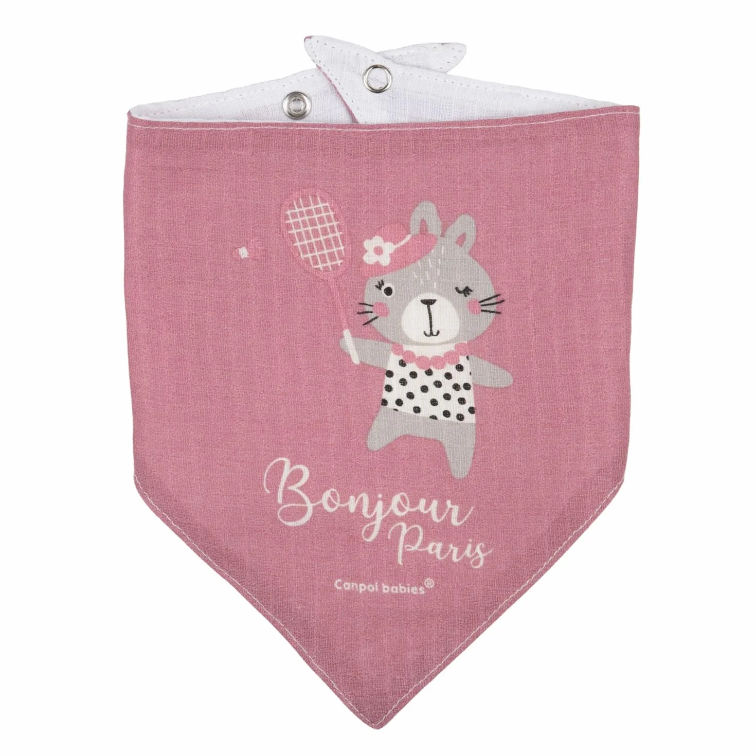 Canpol Baby Muslin, bawełna, bandana, chusta na szyję, zestaw 2 szt. Bonjour Paris (różowy)