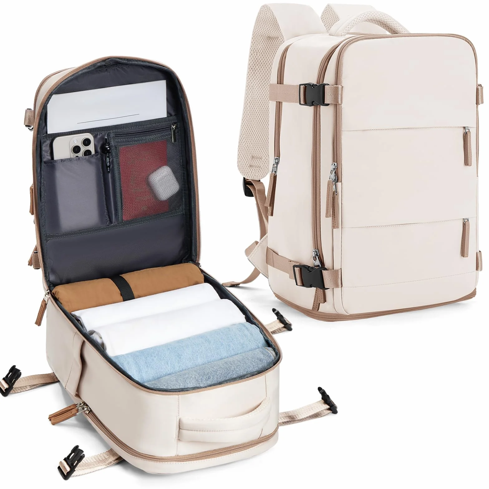SZLX Torba Kabinowa Ryanair 40x20x25 na Bagaż Podręczny z Kieszenią na Laptopa Plecak Podróżny dla Kobiet Plecak Podróżny Easyjet Bag 45x36x20 Plecak Damski Miejski Wodoodporny Plecak Samolotowy