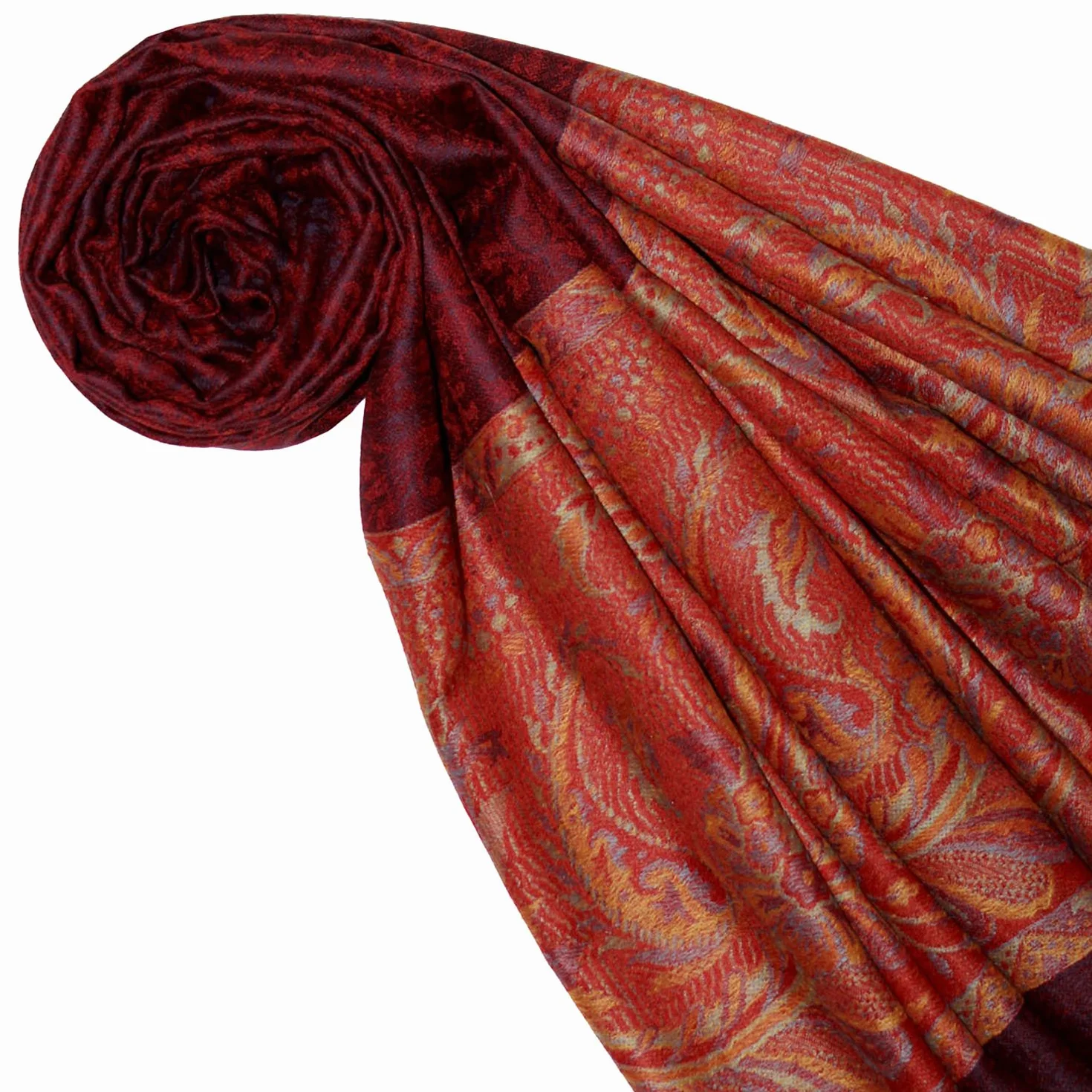 Lorenzo Cana Pashmina kaszmirowy szal damski 100% kaszmir żakardowy tkany wzór paisley szal szal kaszmirowy kaszmirowy pashmina 78502, ciemnoczerwony, 70 x 200 cm