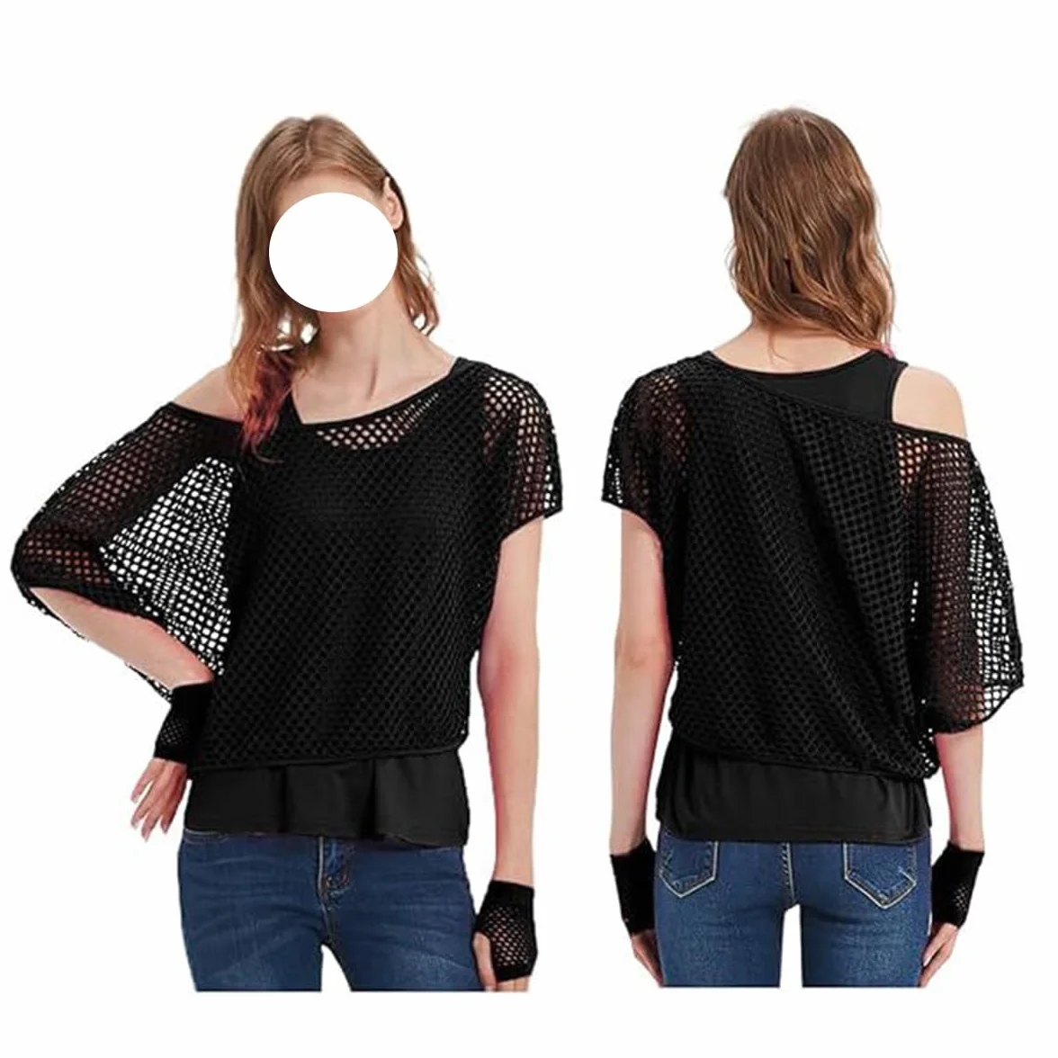 SNOMYRS Kabaretki Top Rave stroje bez rękawów sweter bez rękawów i szydełkowy okrycie lata 80. 90. strój festiwalowy plus size