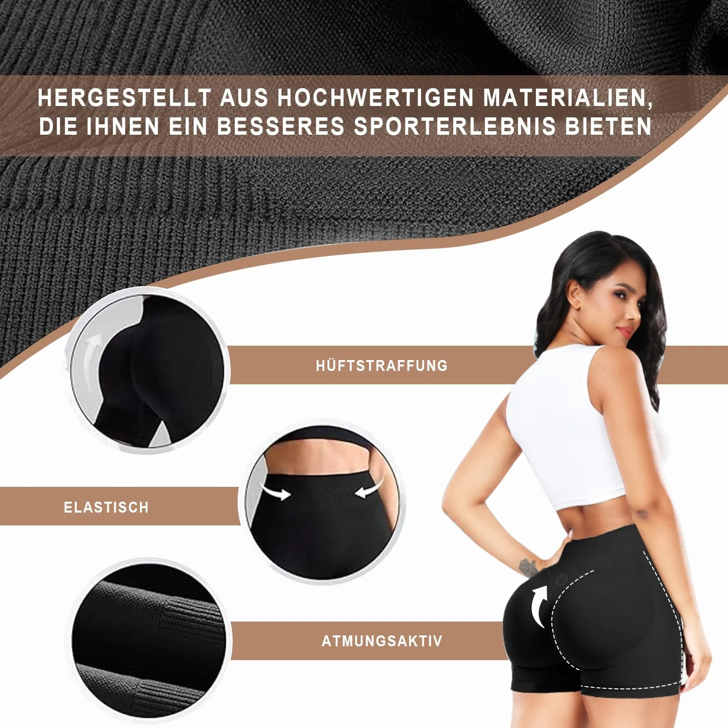 Voarge Szorty sportowe damskie Scrunch Butt Lifting, krótkie spodnie sportowe Scrunch Butt Lifting Gym spodnie rowerowe do jogi