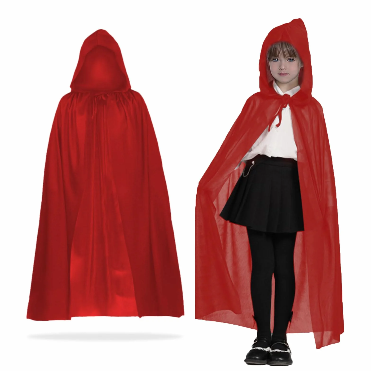 MIVAIUN 90 cm Czerwona Peleryna z Kapturem na Halloween - Czarownica, Akcesoria do Cosplay, Fantazyjny Kostium dla Dorosłych