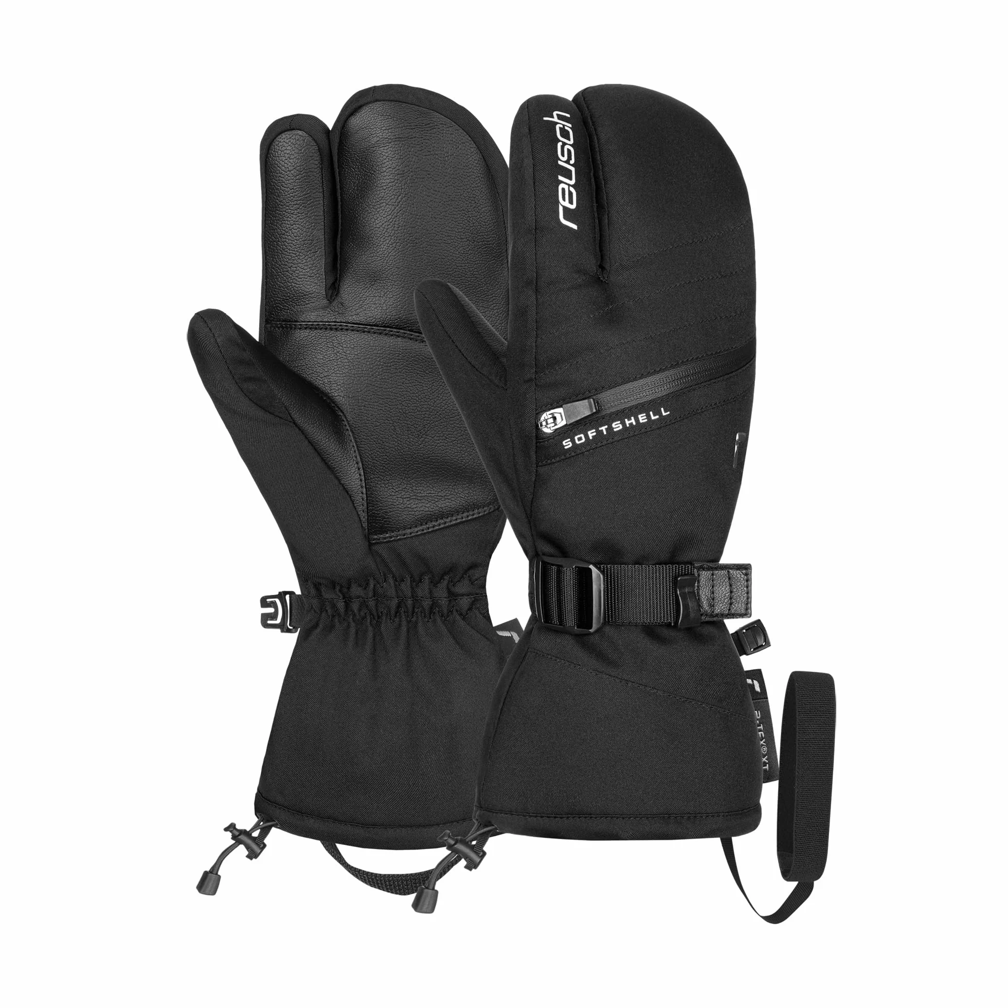 Reusch Demi R-TEX® XT Lobster ciepłe, wodoodporne, wiatroszczelne i oddychające rękawiczki zimowe z 3 palcami, rękawice narciarskie, dla kobiet, 7,5, czarno-srebrne