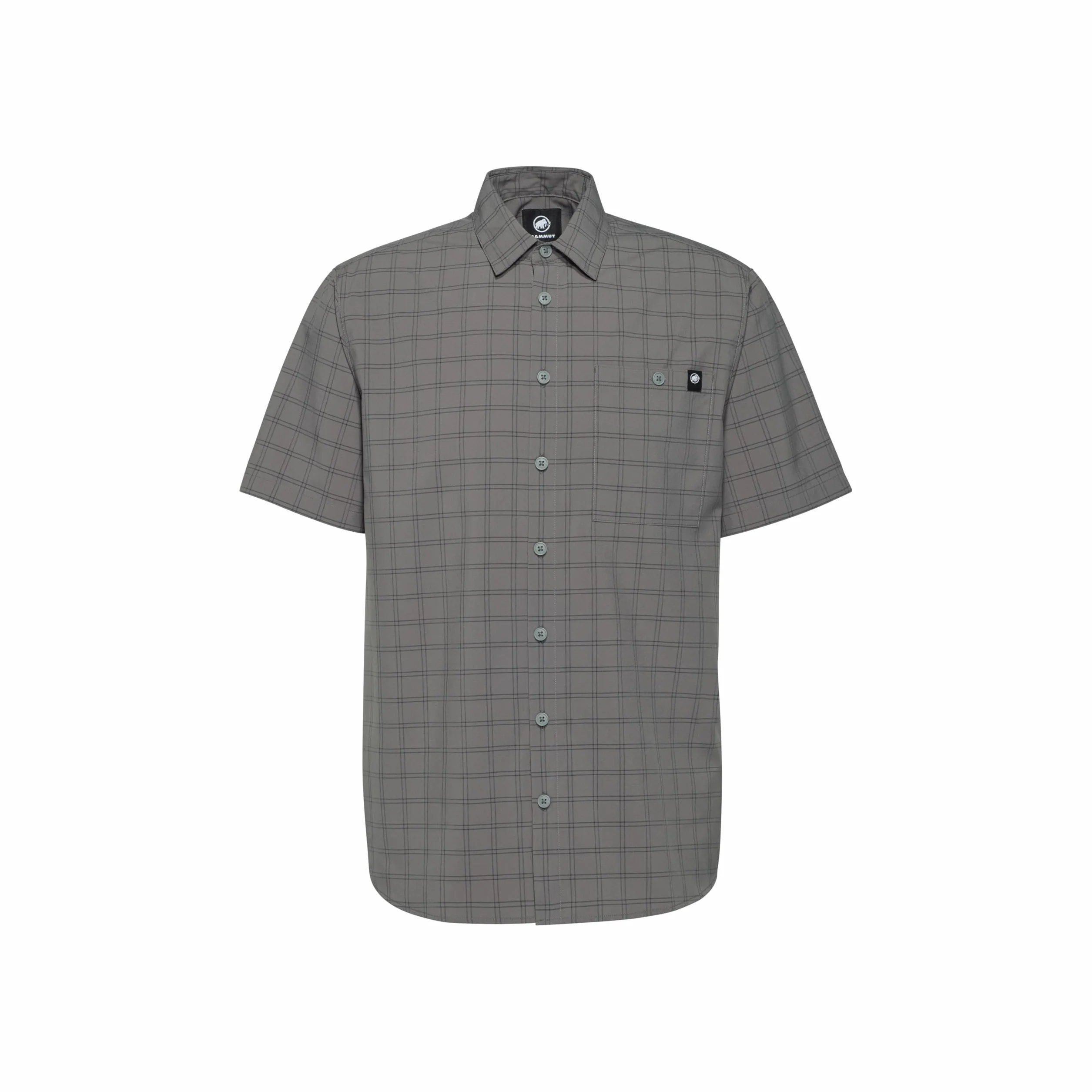 Mammut Lenni Shirt Men – Koszula Trekkingowa Męska | Krótki Rękaw, Ochrona UV, Szybkoschnąca i Oddychająca | Rozmiar M, Stalowy-czarny