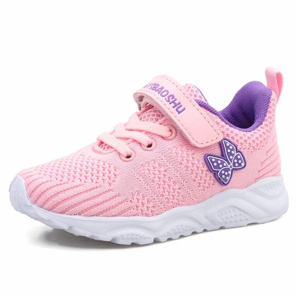 Dziecięce buty sportowe dla dziewczynek, buty sportowe dla małych dzieci, do pierwszych wędrówek, oddychające, lekkie buty rekreacyjne, różowy - różowy - 26 EU