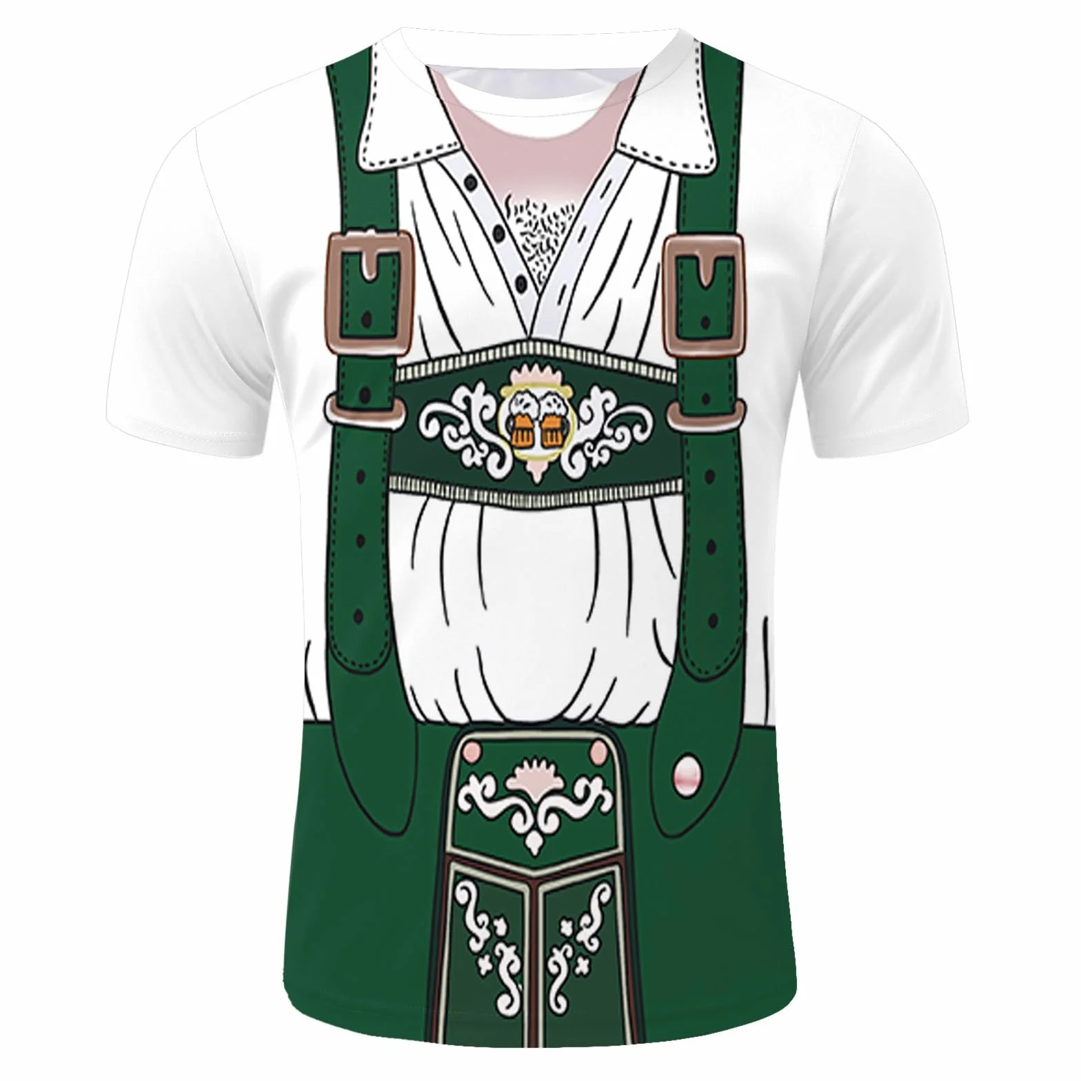 Koszula do stroju ludowego dla mężczyzn, nadruk w kratkę, z ramiączkami, duże rozmiary, krótki rękaw, kostium na Oktoberfest, kostium guziki, stójka ze ściągaczem, na Oktoberfest, t-shirt na lato