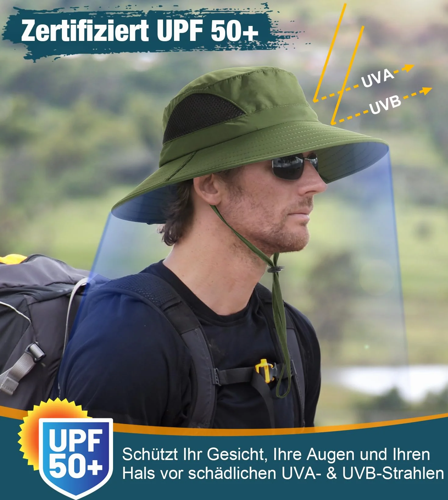 Wmcaps Kapelusz Przeciwsłoneczny Męska Letni,Czapka Przeciwsłoneczna Szeroki Rondo,Ochrona Przed Promieniami UV Kapelusze Rybackie,Czapki Ogrodnicze Wędkarskie Alpinistyczne