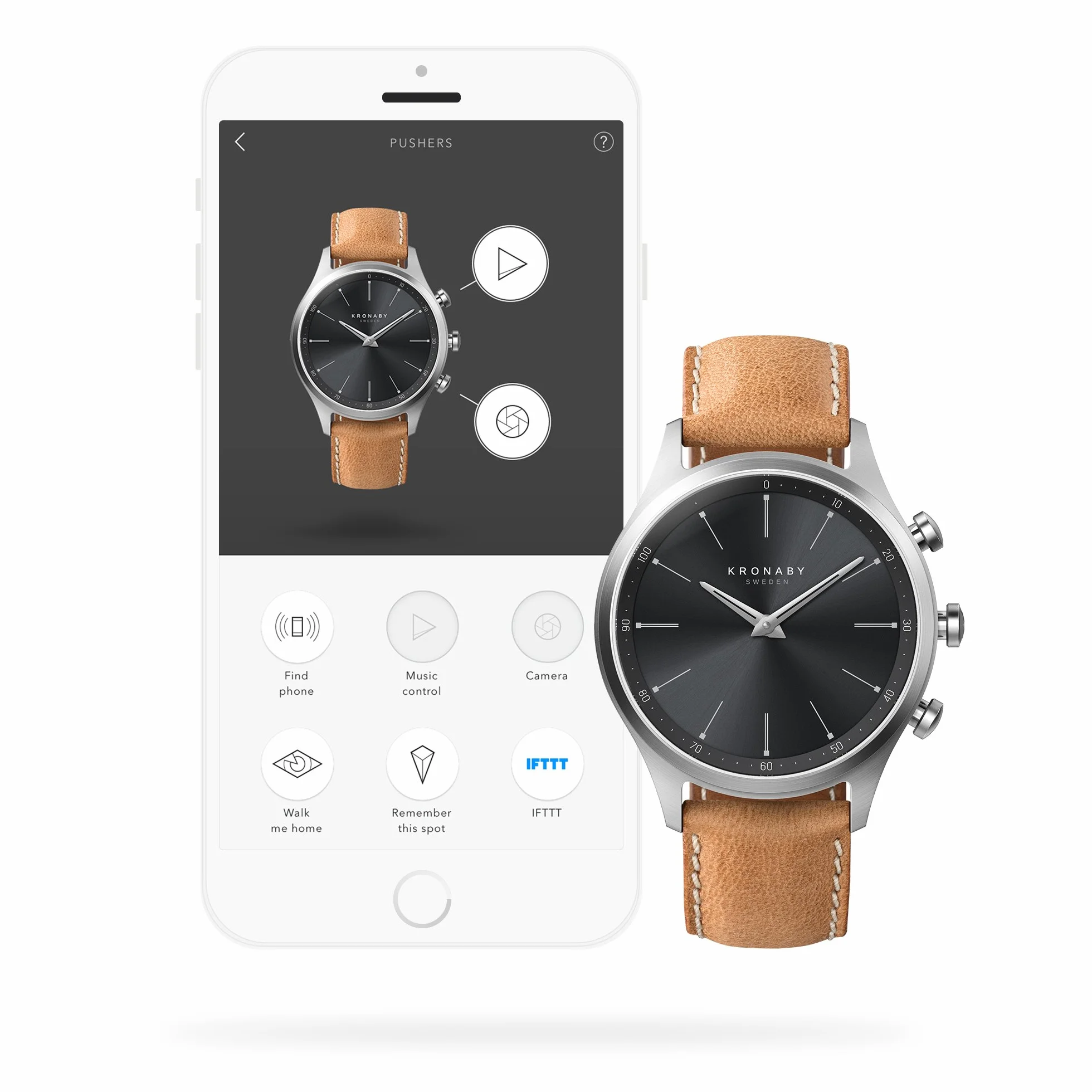 KRONABY S3123/1 Men's Beige Sekel Hybrid Smartwatch, brązowy, pasek