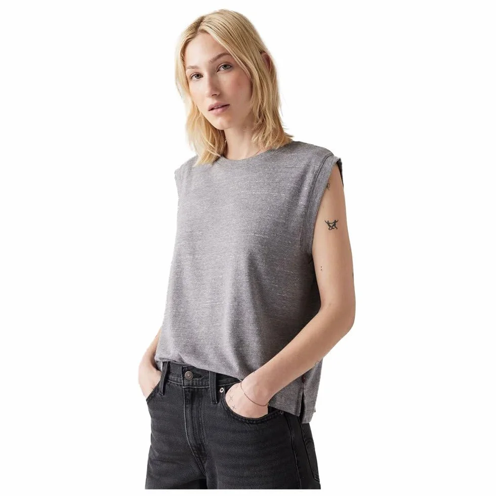 Levi's Boxy Tank Triblend Header Gray Garment D, Triblend Header Gray, L