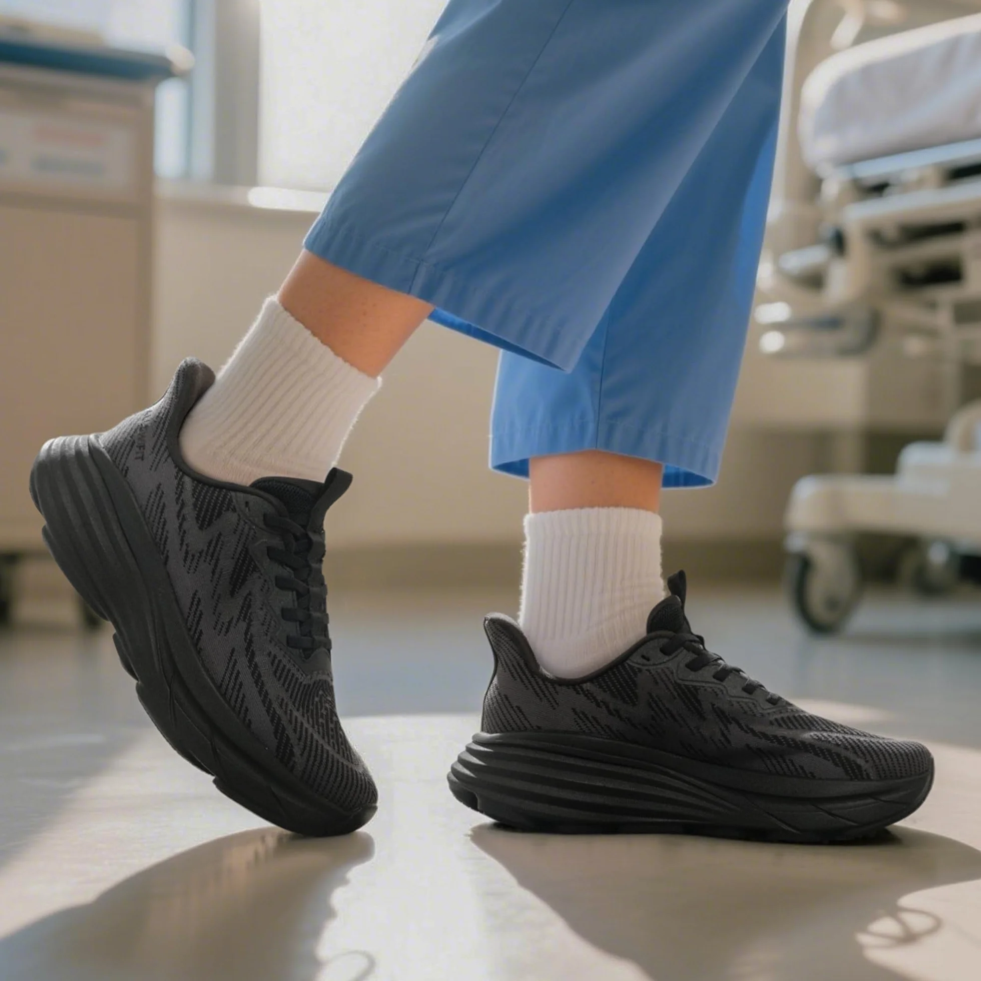 ALLSWIFIT Damskie wsuwane buty do chodzenia bez użycia rąk poduszka bieganie tenis Swift pluszowe antypoślizgowe wygodne trening siłownia sportowe modne trampki, Czarny, 39 EU