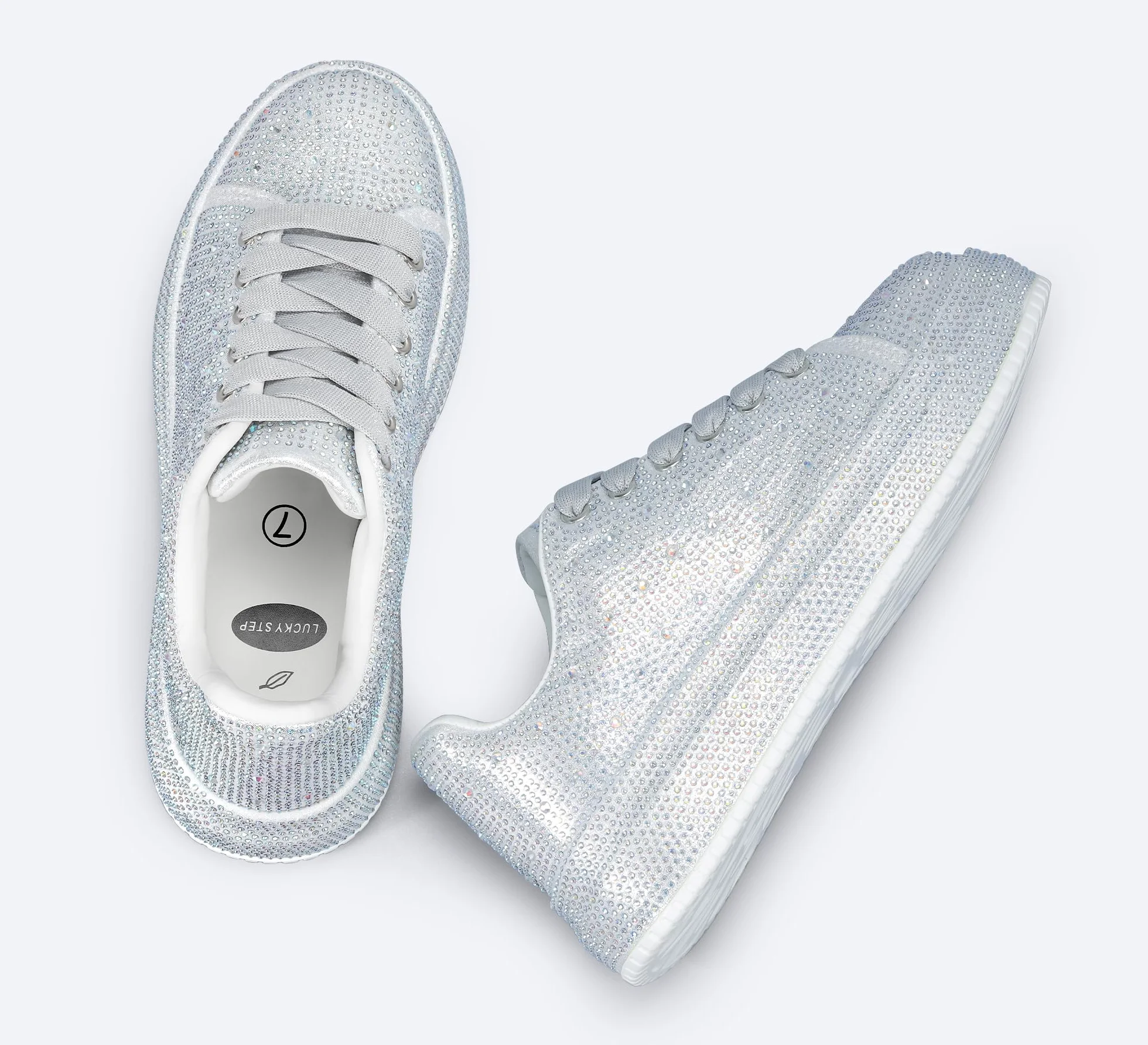 LUCKY STEP Trampki z kryształami górskimi dla kobiet platforma błyszczące błyszczące buty do tenisa moda olśniewające wesele wesele trampki do chodzenia