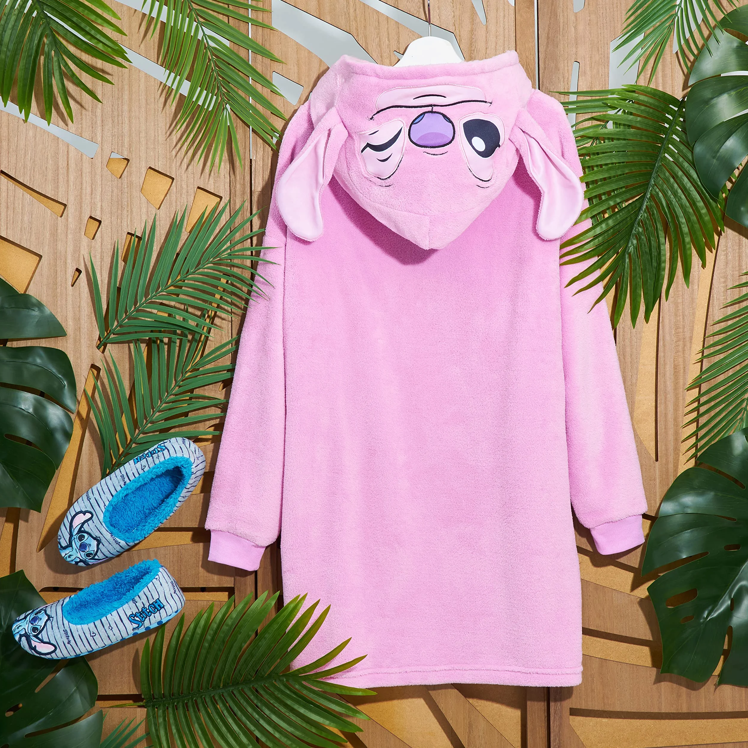 Polarowy koc z kapturem Disney Stitch dla dzieci i nastolatków - Puszysta bluza z kapturem w jednym rozmiarze - Stitch Prezenty