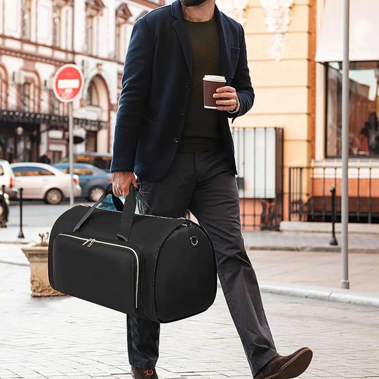 Torba transportowa Garment, 2 w 1, rozkładana torba podróżna, 20,98 x 12,99 x 12,01 cala składana z paskiem na ramię, na weekendowe wycieczki i organizację podróży, czarny, Se référer au descriptif,