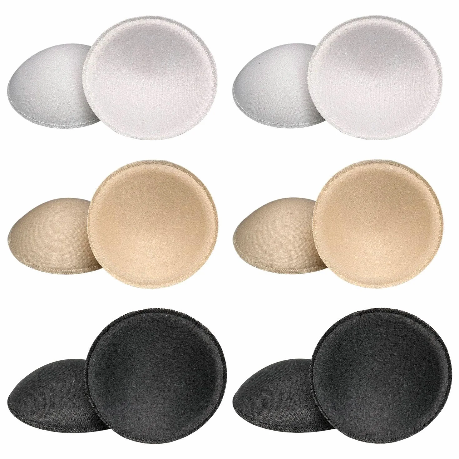 6 par okrągłych miseczek absorpcyjnych, wyjmowane miseczki chłonne, miseczki na biustonosze, miseczki z pianki absorpcyjnej, akcesoria do biustonosza, czarne, M